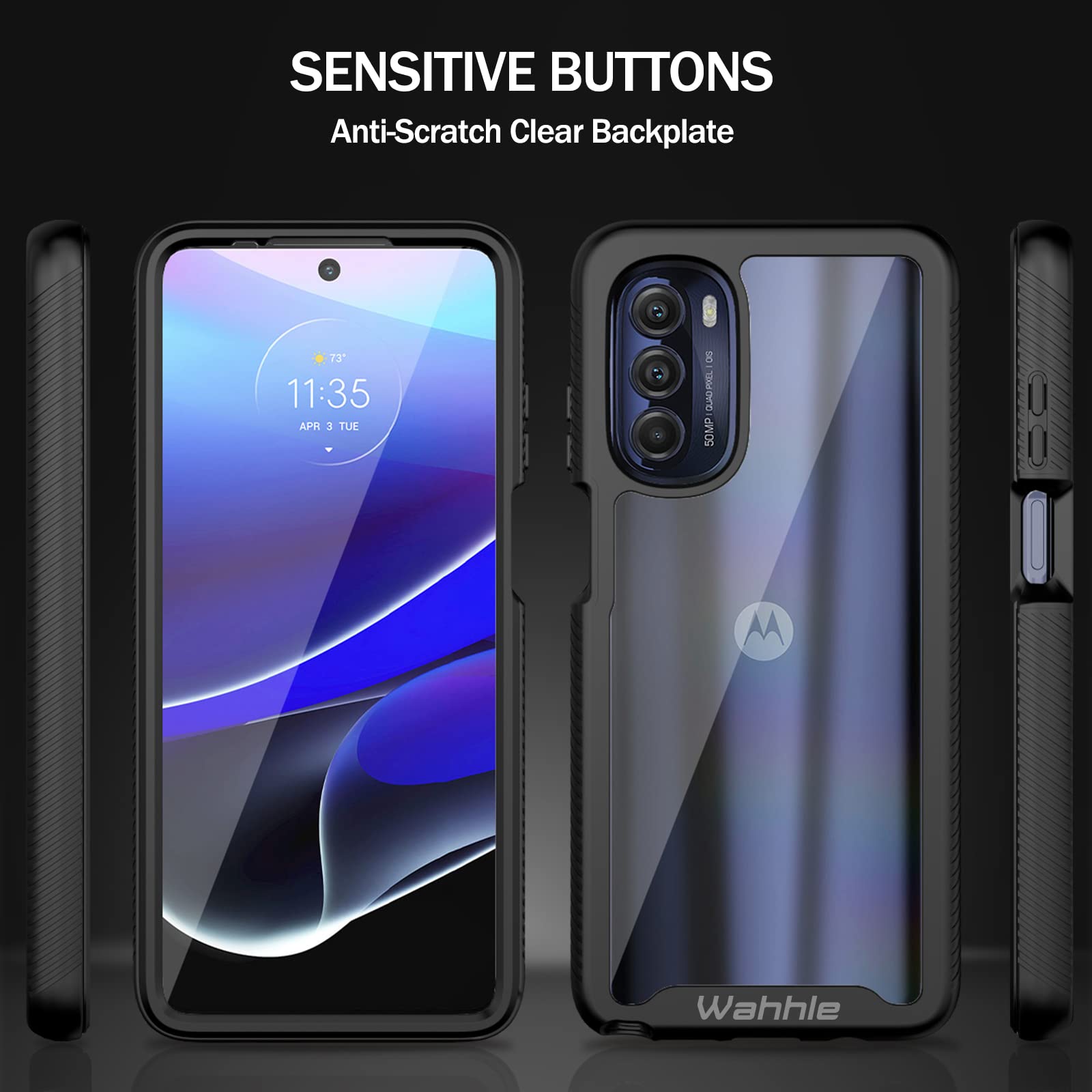 Wahhle Compatible With Moto G Stylus 5G 2022 Case (Not Fit 2021 Version), Built In Screen Protector Full Body Shockproof Slim Fi