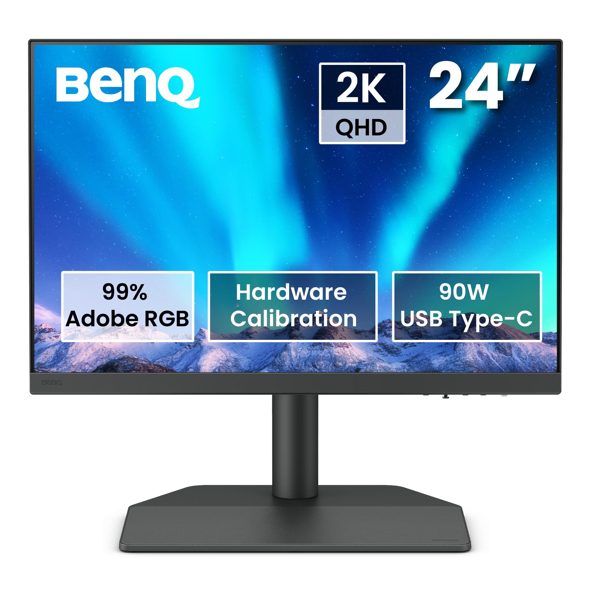 Benq Sw242Q 24 Inch 2K 90W Usb C 16:10 Photographer Macbook/Windows Compatible Monitor, 99% Adobe Rgb, 100% Srgb, Hardware Calib