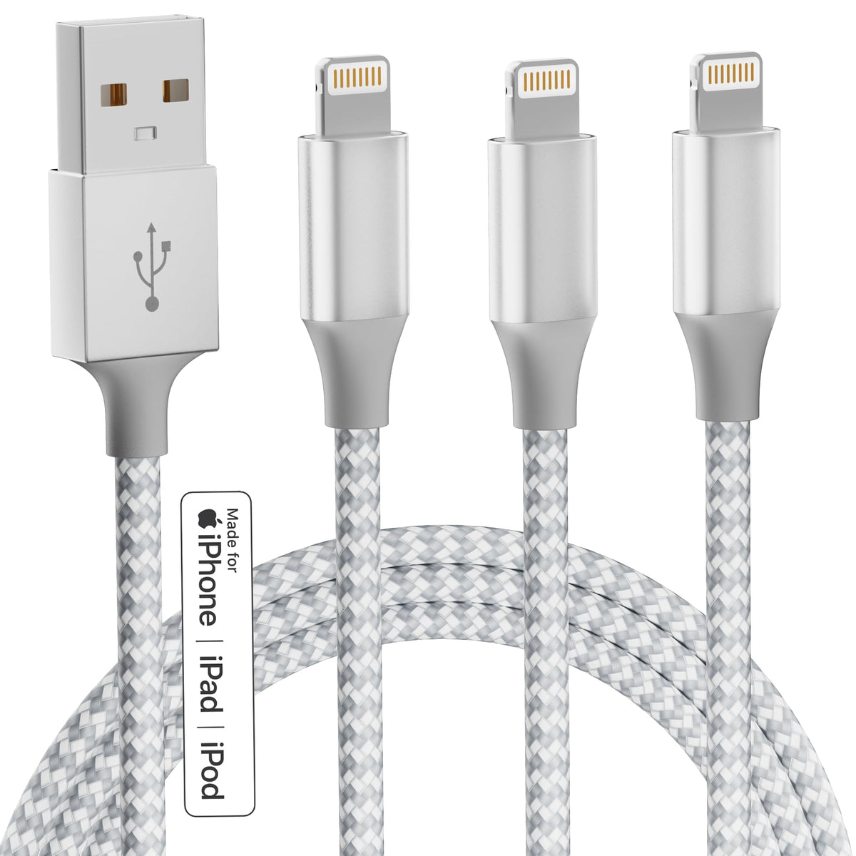 Iphone Charger 3Pack 10Ft Apple Mfi Certified Long Lightning Cable Fast Charging Nylon Braided Usb Charging Cable High Speed Transfer Cord For Iphone 14 13/12/11 Pro Max/Xs Max/Xr/Xs/X/8/7/Plus/6S