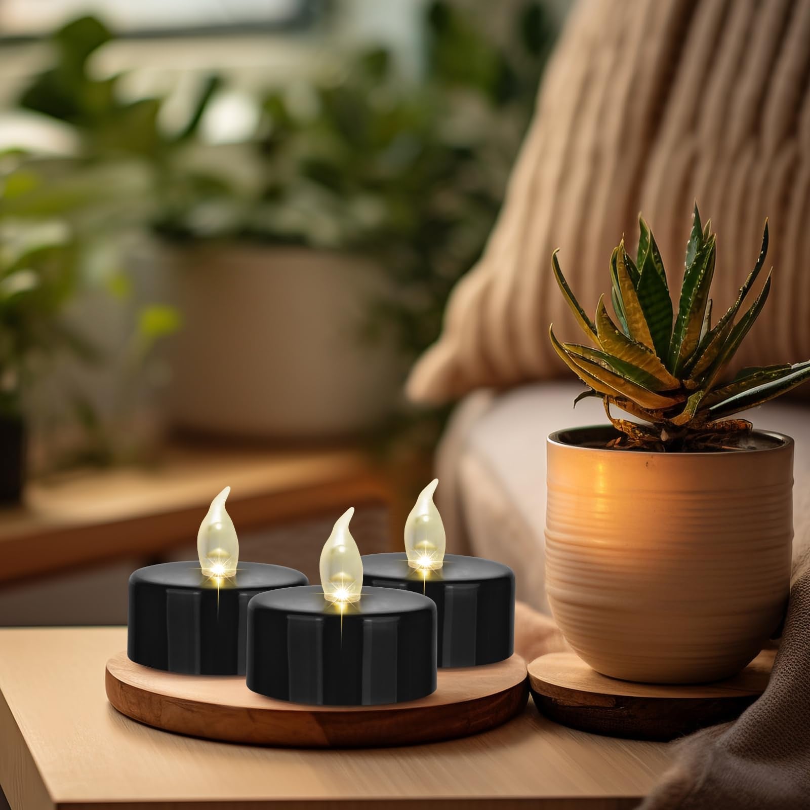 Battery Operated Led Tea Lights: 50Pack Flameless Votive Candles Lamp Realistic And Bright Flickering Holiday Gift Long Lasting