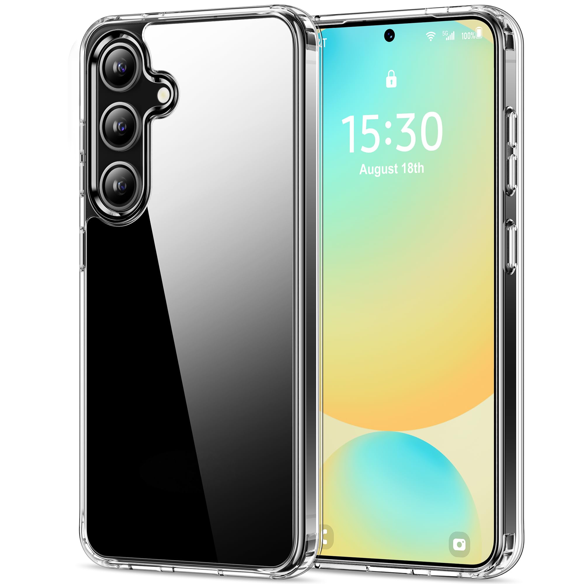 HOOMIL Case for Samsung Galaxy S24 FE 6.7-Inch, Non-Yellowing, Drop Protection, Anti-Scratch Transparent Hard Back Phone Cover -