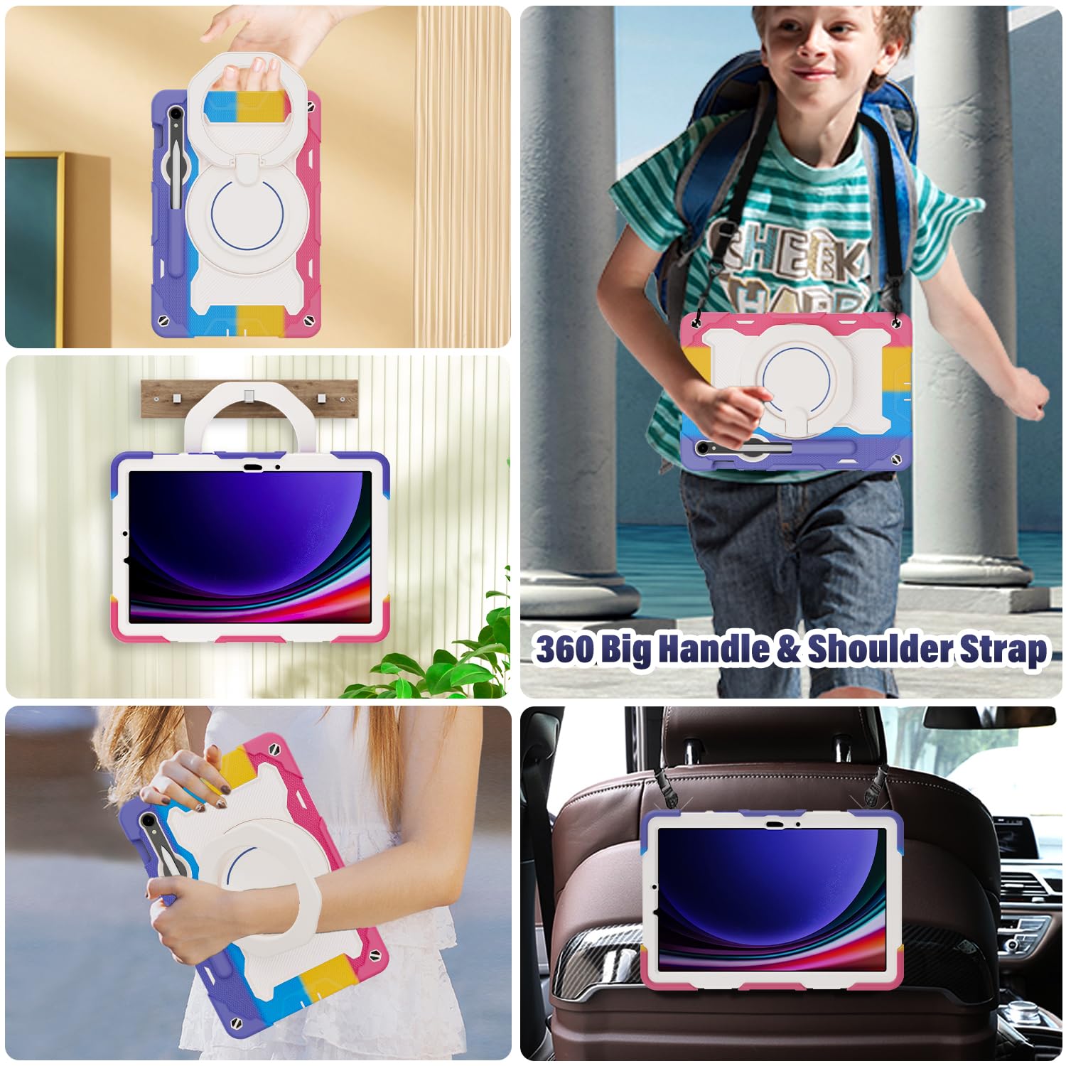 Roiskin For Samsung Galaxy Tab S9/ S9 Fe 5G Tablet Case 2023 With Hd Screen Protector Pencil Holder |360 Kickstand Handle,Should