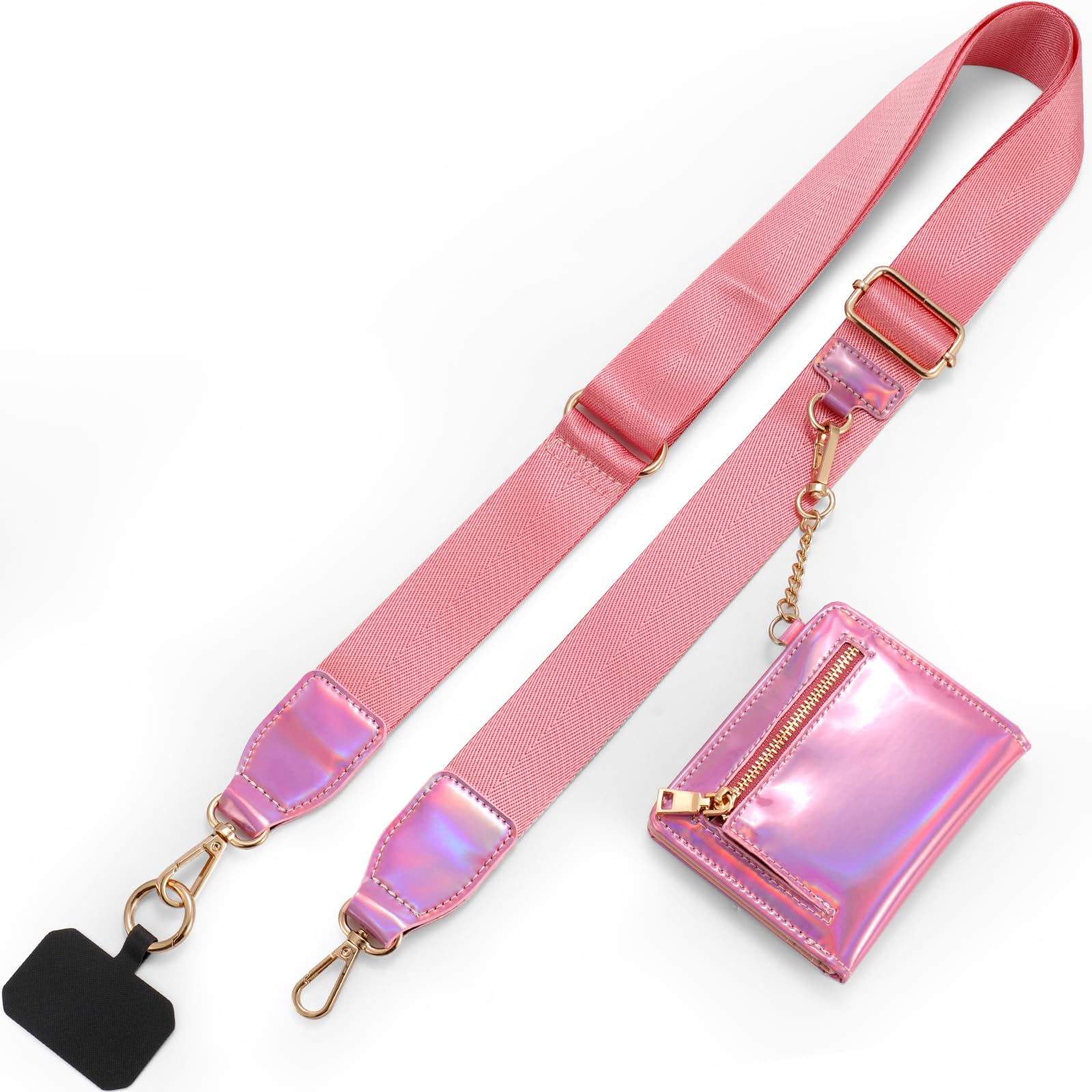 Diaclara Clip And Go Phone Strap With Zipper Pouch  Stylish Crossbody Adjustable Chain Lanyard With Leather Wallet For All Phone