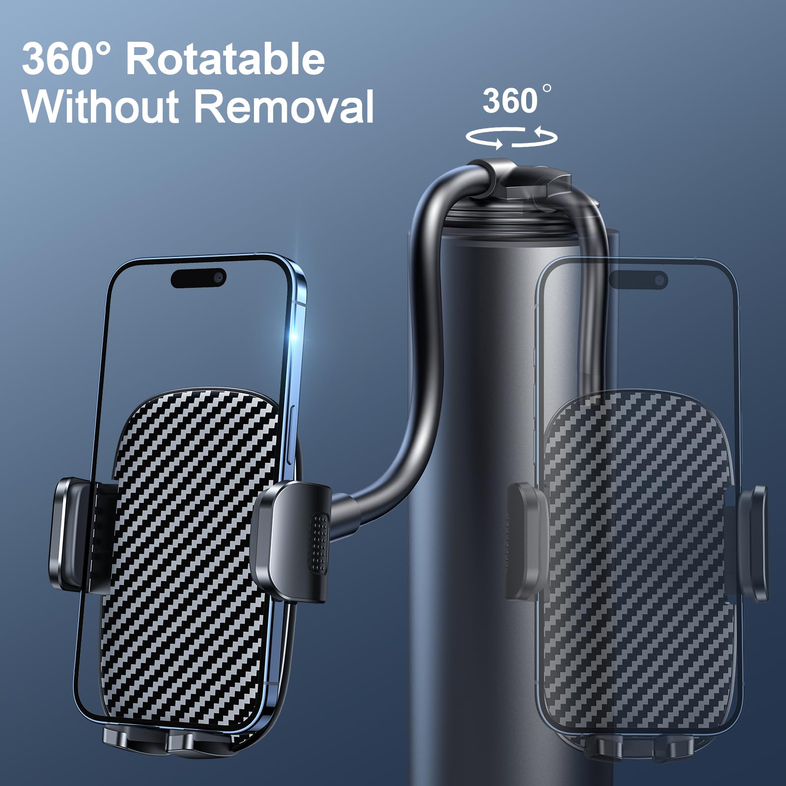 Bipopibo Car Phone Holder - Flexible Gooseneck Long Arm Phone Mount For Windshield With Washable Strong Suction Cup For All Ipho