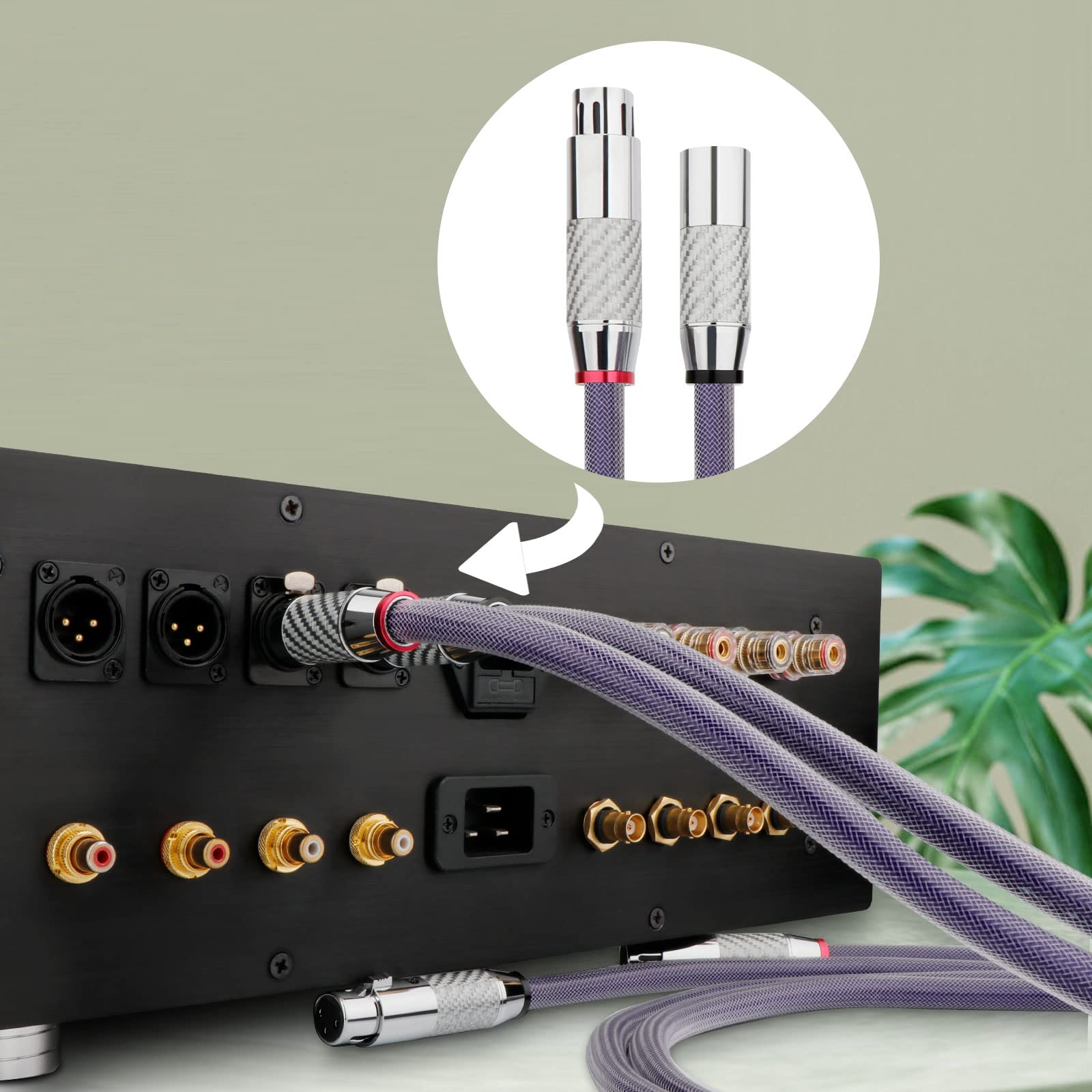 Preffair 1 Pair Audiophile 4N Ofc Pure Copper Hifi Microphone Cable, Fully Balanced 3 Pin Xlr Patch Cable, Carbon Fiber Rhodium