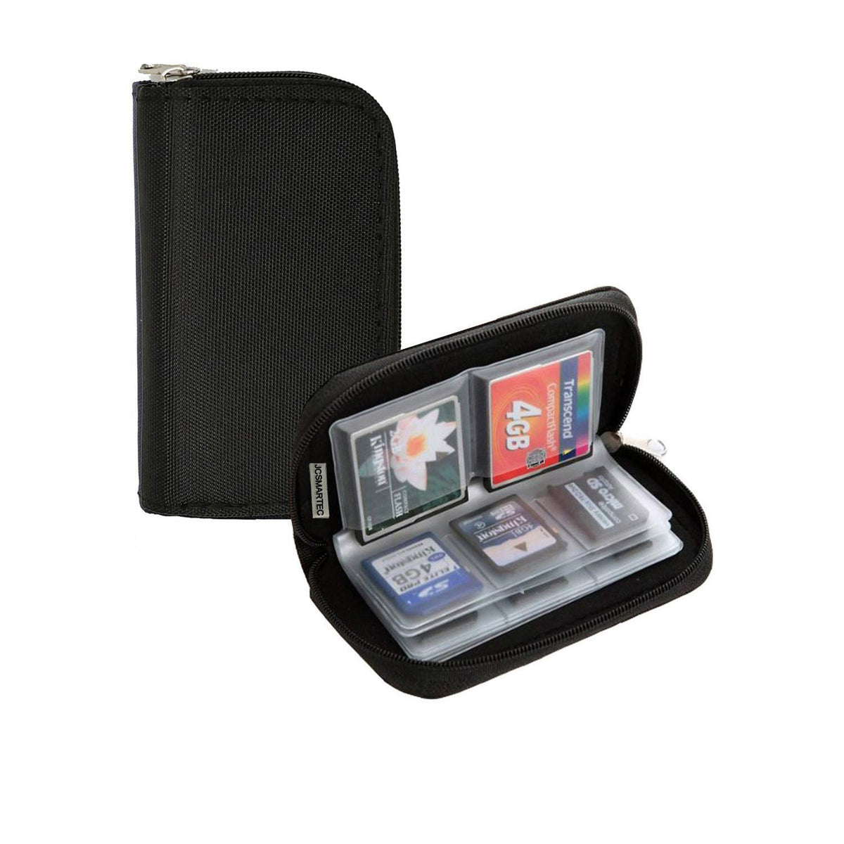 Memory Card Carrying Case   Suitable For Micro Sd, Mini Sd And 4X Cf, Card Holder Bag Wallet For Media Storage Organization (Bla