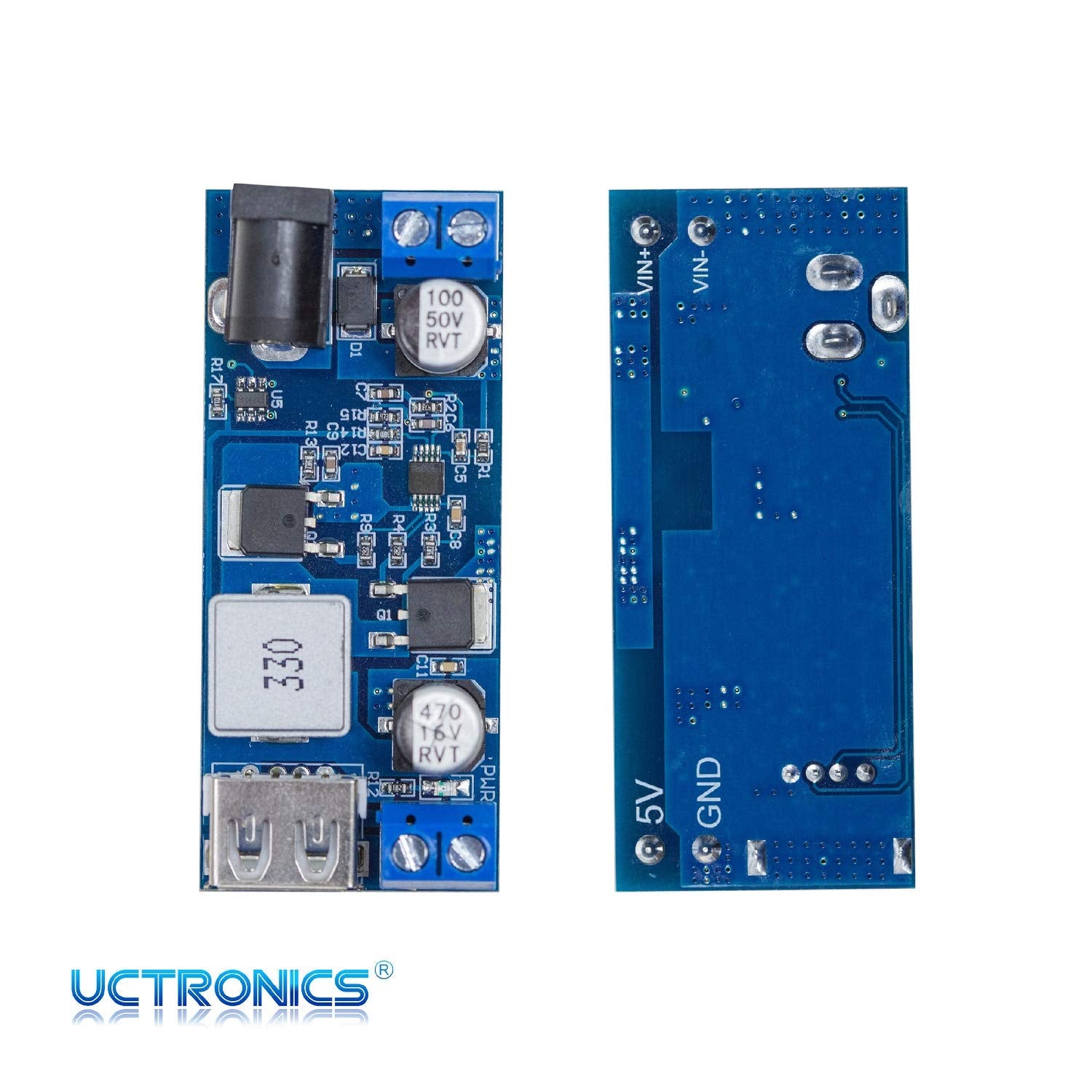 Uctronics Dc 9V 12V 24V To Dc 5V 5A Buck Converter Module, 9 36V Step Down To Usb 5V Transformer Dual Output Voltage Regulator B