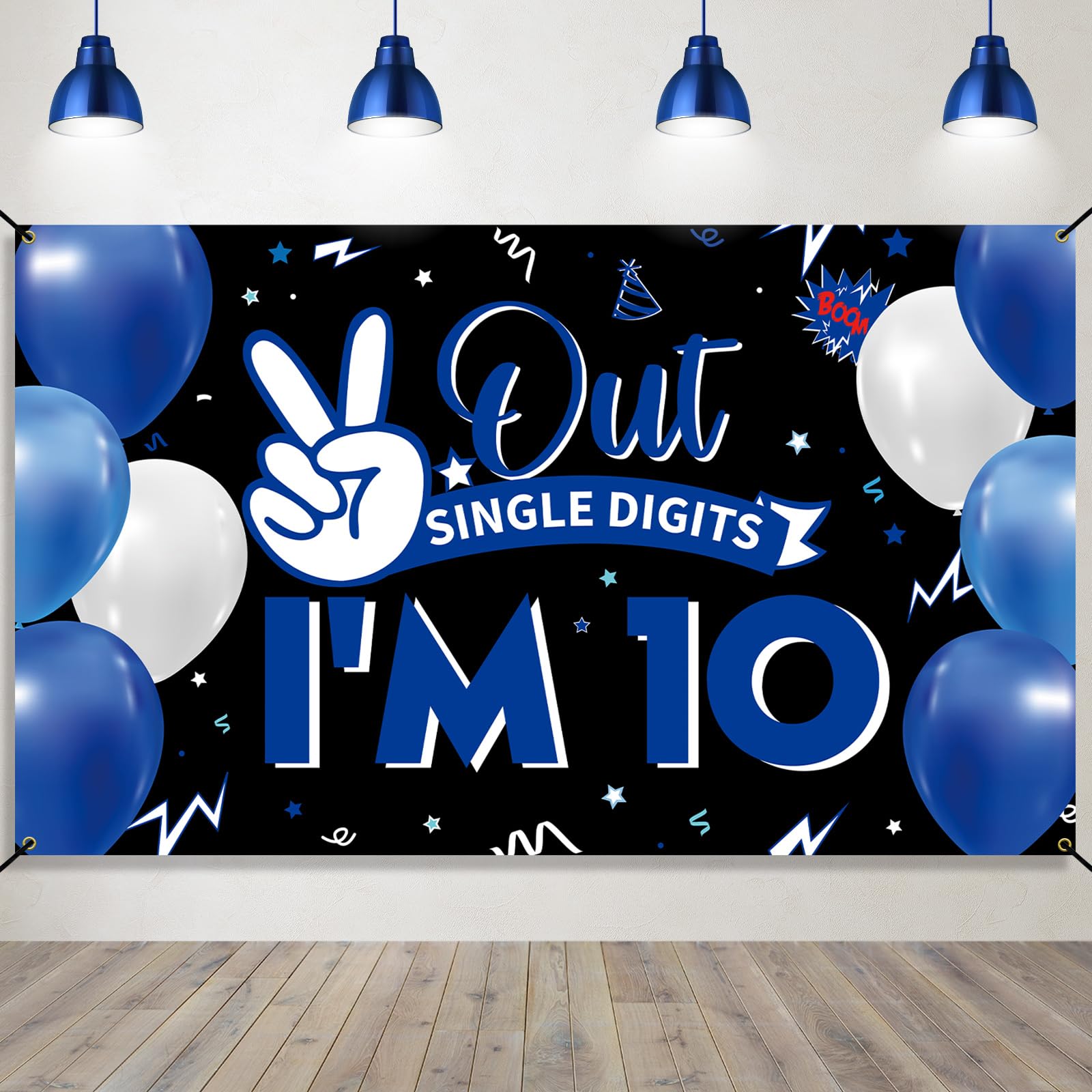 Happy 10Th Birthday Backdrop Banner, 10Th Birthday Decorations For Boys Girls, Funny Double Digits 10 Years Old Birthday Party P