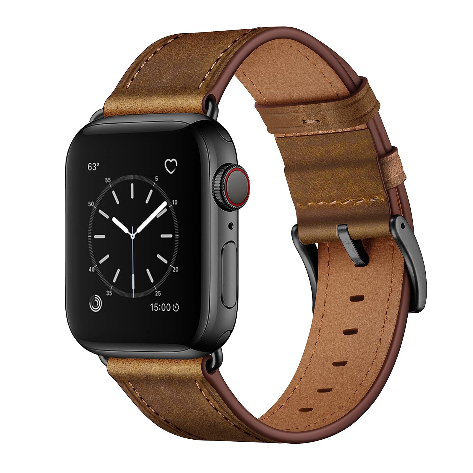 Ouheng Compatible With Apple Watch Band 49Mm/46Mm/45Mm/44Mm/42Mm, Genuine Leather Band Strap Compatible With Apple Watch Ultra 2