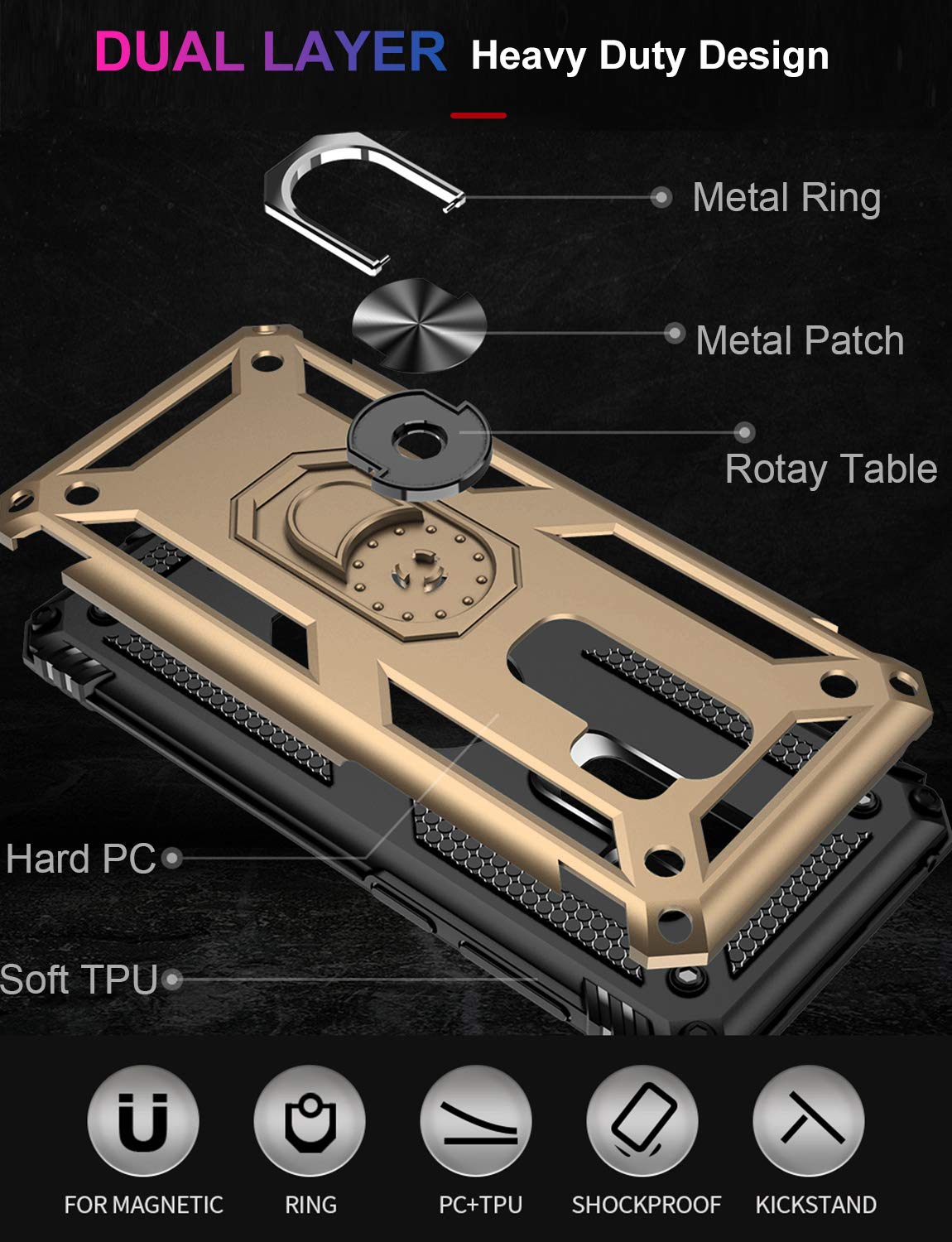 Lumarke For Galaxy S9 Case,Pass 16Ft. Drop Tested With Magnetic Ring Kickstand Compatible With Car Mount Holder,Military Grade P