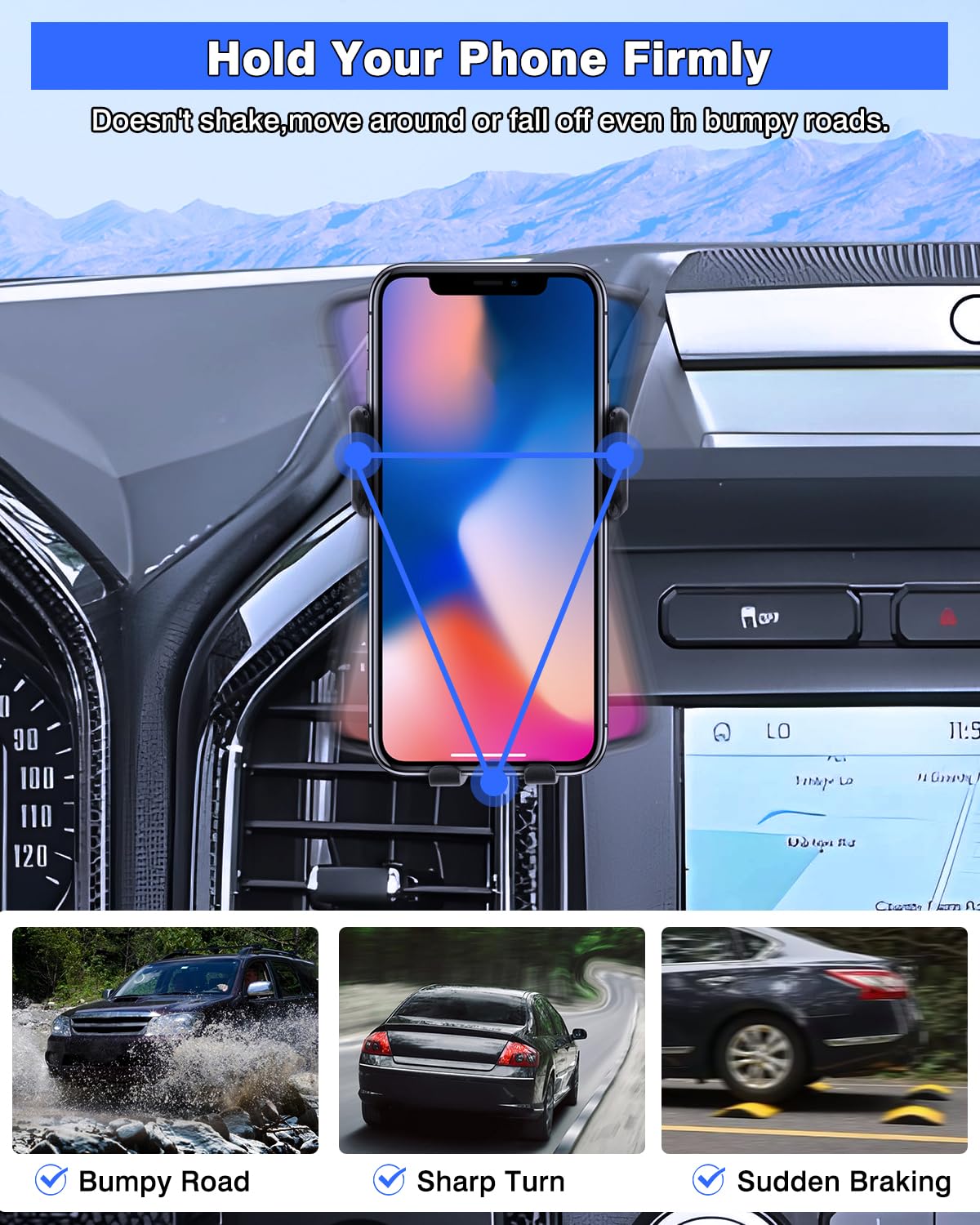 Karltys F150 Car Phone Holder For 2015-2020 Ford F-150 Accessories, Cell Phone Holder Air Vent Phone Mount For F-150, Never Bloc