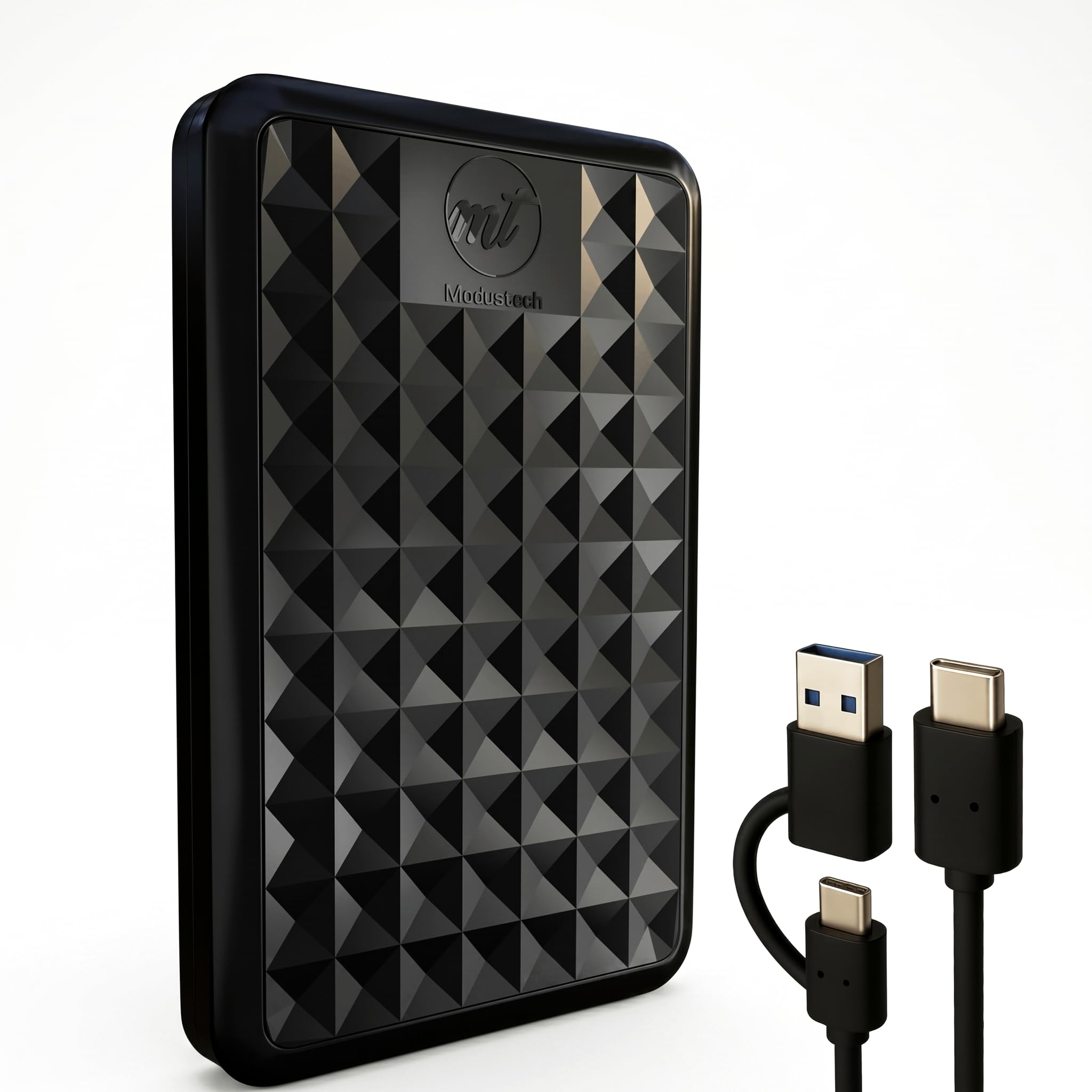 ModusTech Facet 1TB External Hard Drive Portable USB-C/USB 3.1 Plug & Play Ultra- Slim HDD Hard Drive for Backup, Gaming, PC, Ma