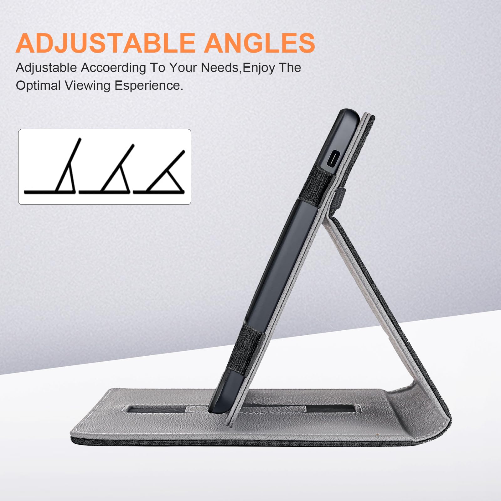 Vakarey For Kobo Libra Colour Case With Pen Holder,Sleep Cover For Kobo Libra 2 Case With Hand Strap,Black