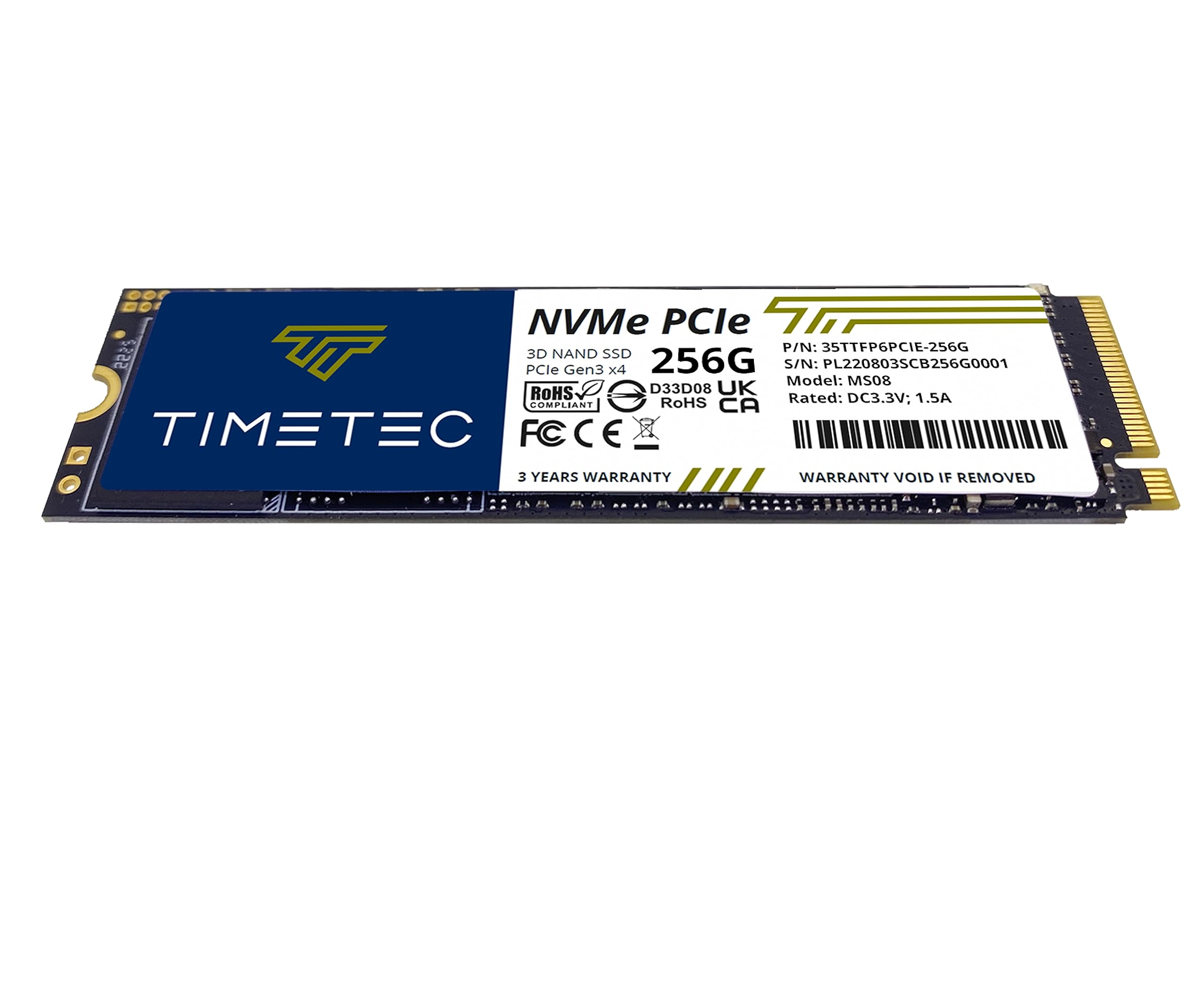 Timetec 256Gb Ssd Nvme Pcie Gen3X4 8Gb/S M.2 2280 3D Nand High Performance Slc Cache Read/Write Speed Up To 2,000/1,600 Mb/S Internal Solid State Drive For Pc Laptop And Desktop