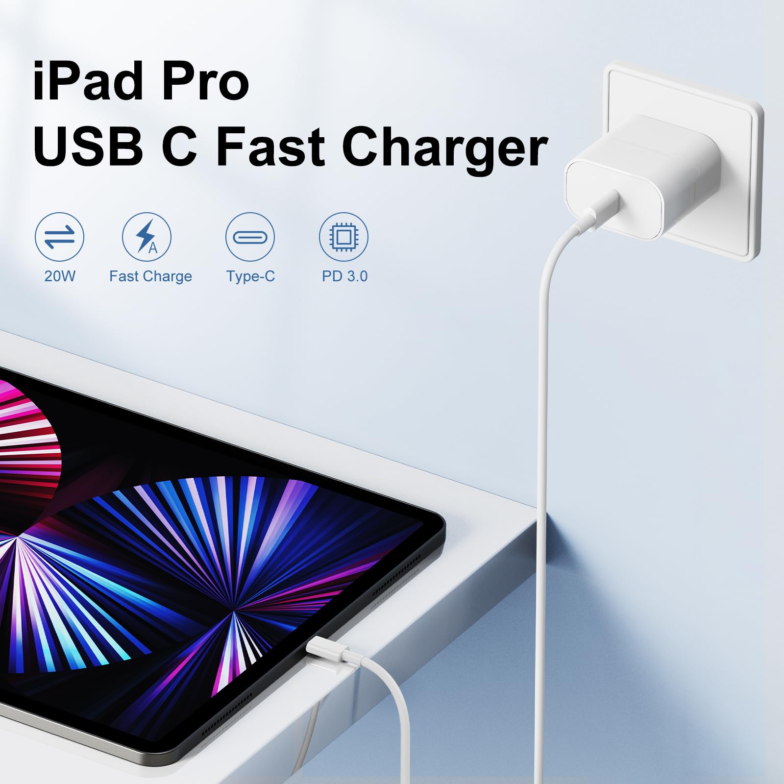 Susnwere Iphone 15 Charger 3 Ft With 20W Usb C Charger Block,2 Pack 20W Fast Wall Charger For 15/15 Pro/Pro Max/Ipad Pro Airpods/Samsung And More, With 2 Pack 3Ft Usb C Cable