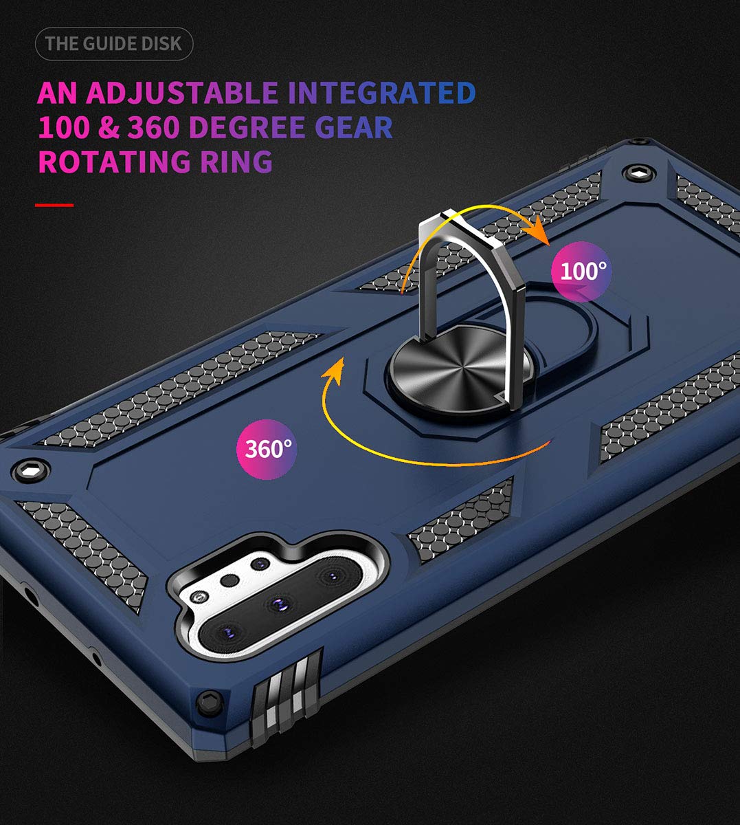 Addit Note 10 Plus Case,Note 10+ Case, [Military Grade ] 15Ft. Drop Tested Protective Case With Magnetic Car Mount Ring Holder S