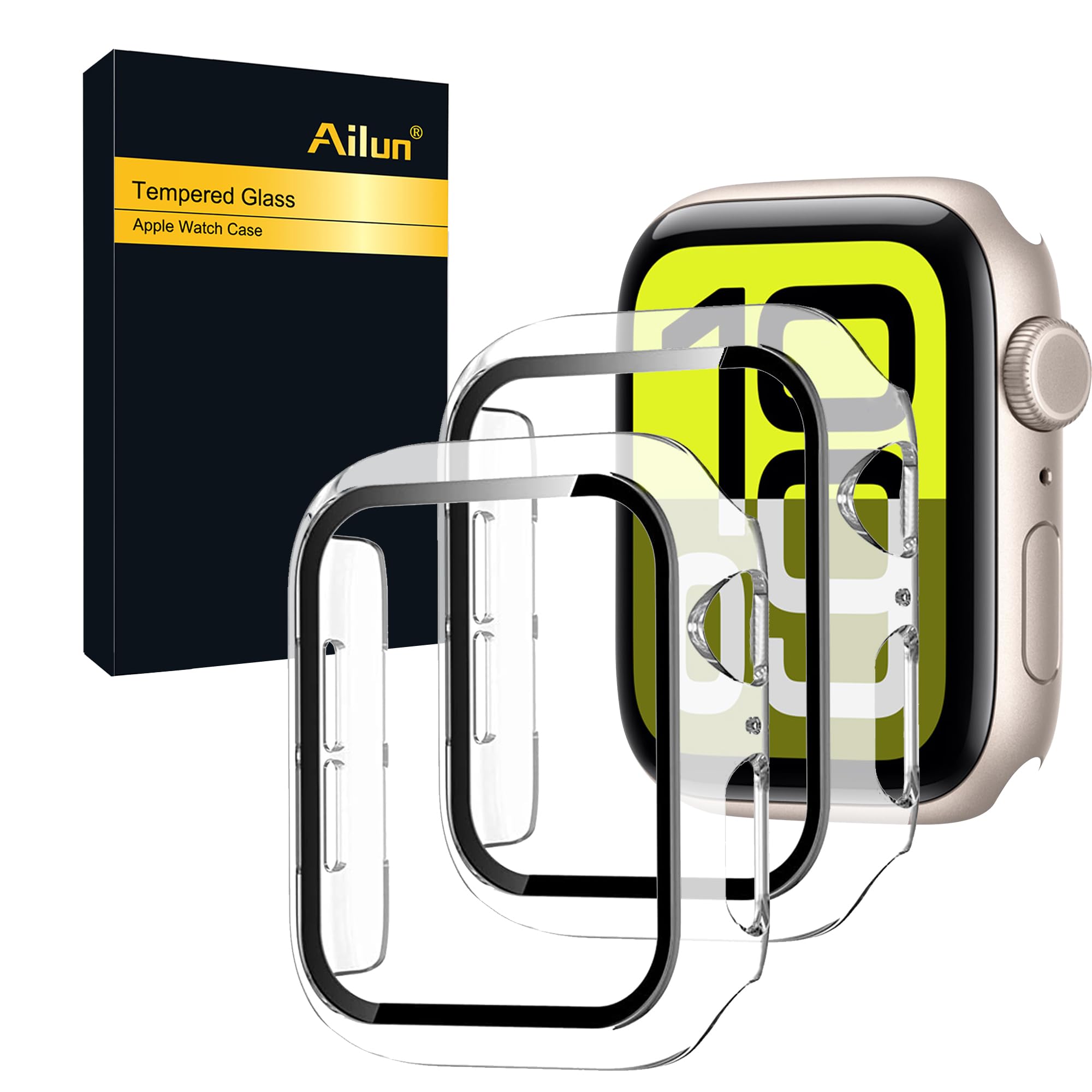 Ailun for Apple Watch SE 3/SE 2023/Series 6/5/4/SE Screen Protector [44mm], Ultra-Thin Hard PC Case Built in Tempered Glass for 