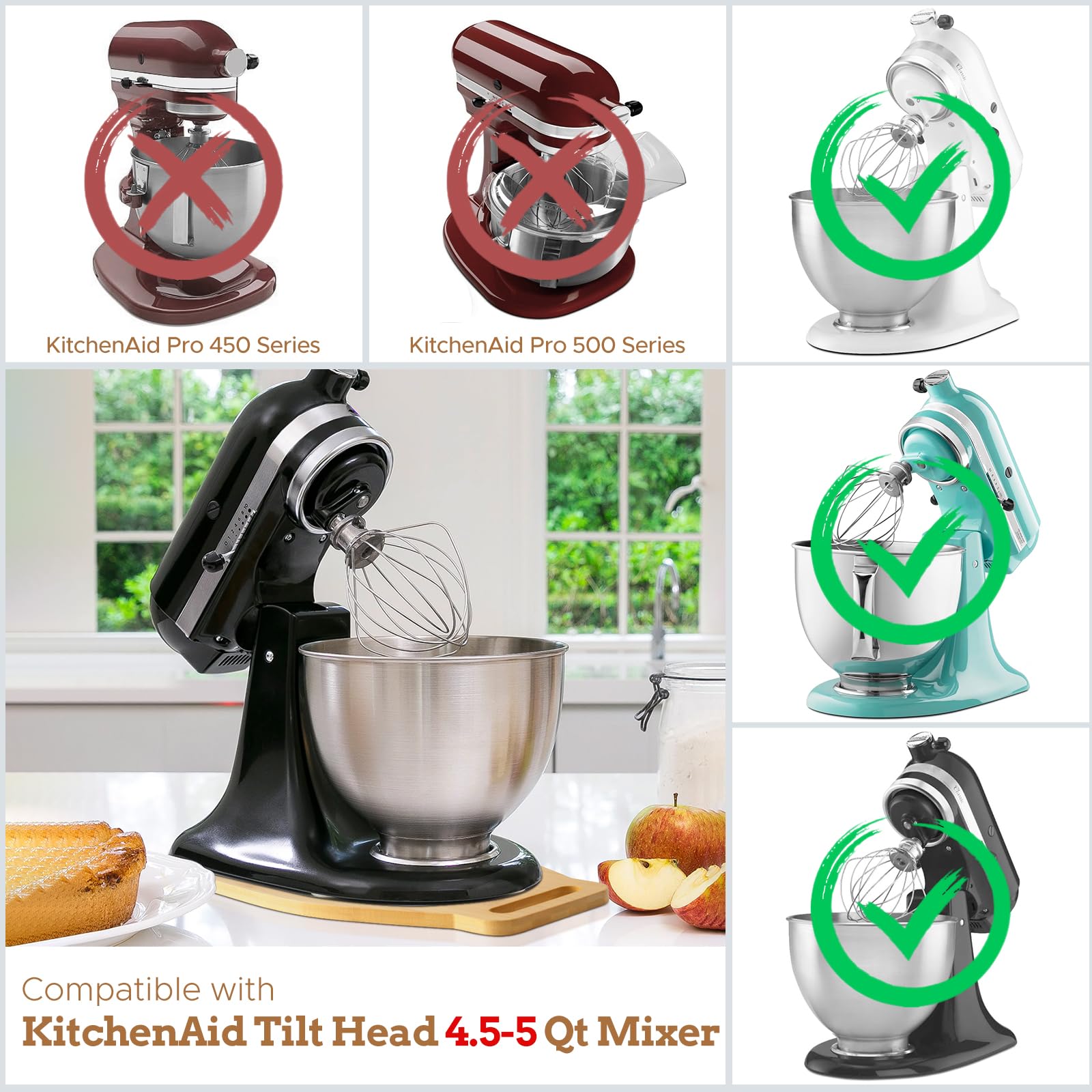 Bamboo Sliding Mat For Kitchenaid Mixer, Mixer Mover Slider Mat Pad Compatible With Kitchenaid 4.5 5 Qt Tilt Head Stand Mixer,Ki