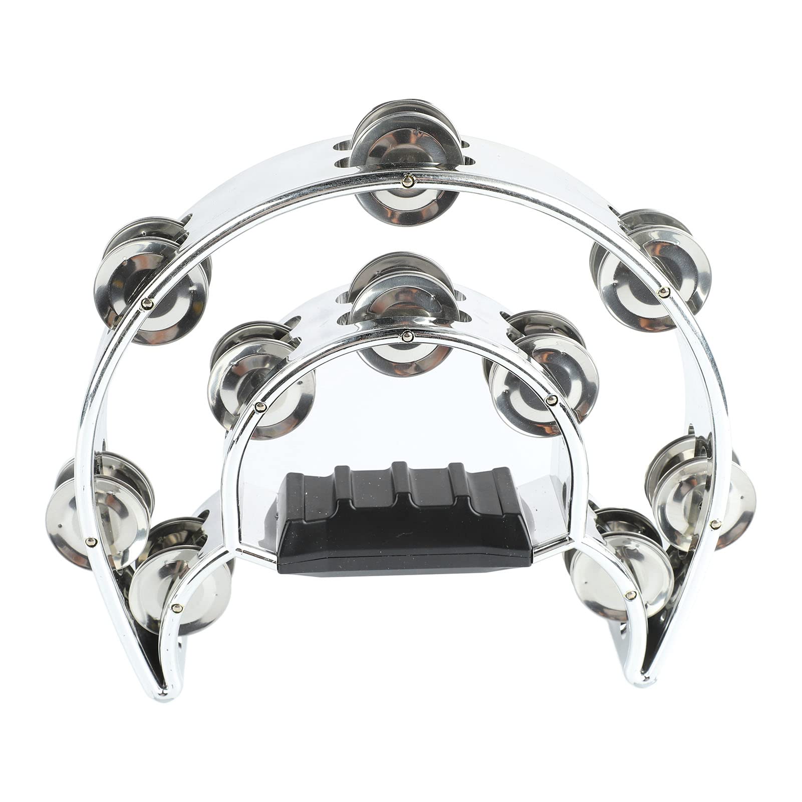 Tambourine for Adults, Musical Tambourine Double Row Metal Jingles Hand Held Percussion Instrument with Ergonomic Handle Grip fo