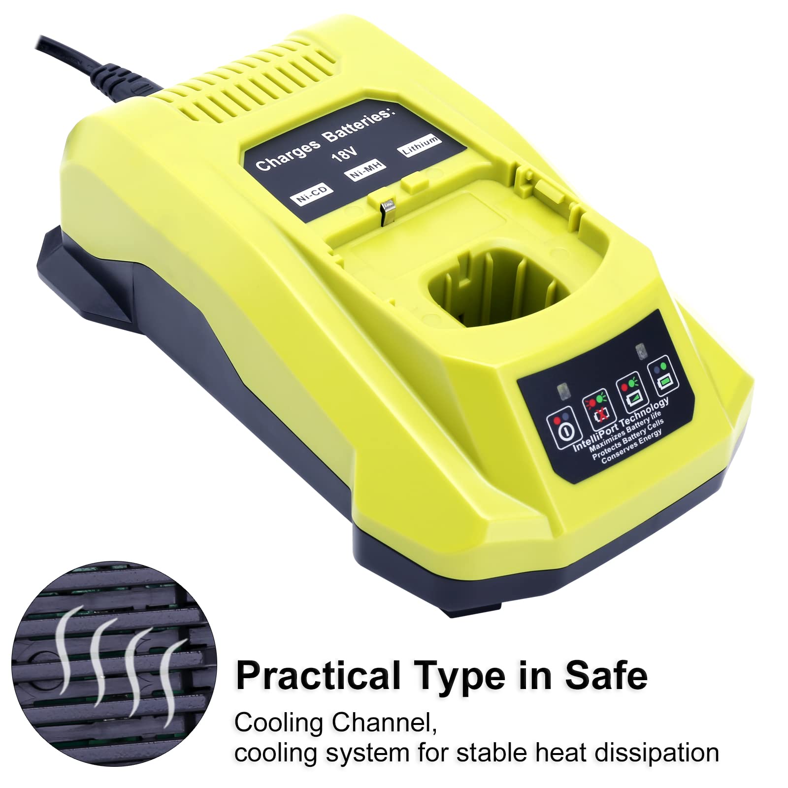 Biswaye P117 Compatible With Ryobi 18V Charger, Compatible With Ryobi 12V 18V One+ Lithium Nicad Nimh Battery P102 P108 P189 P19