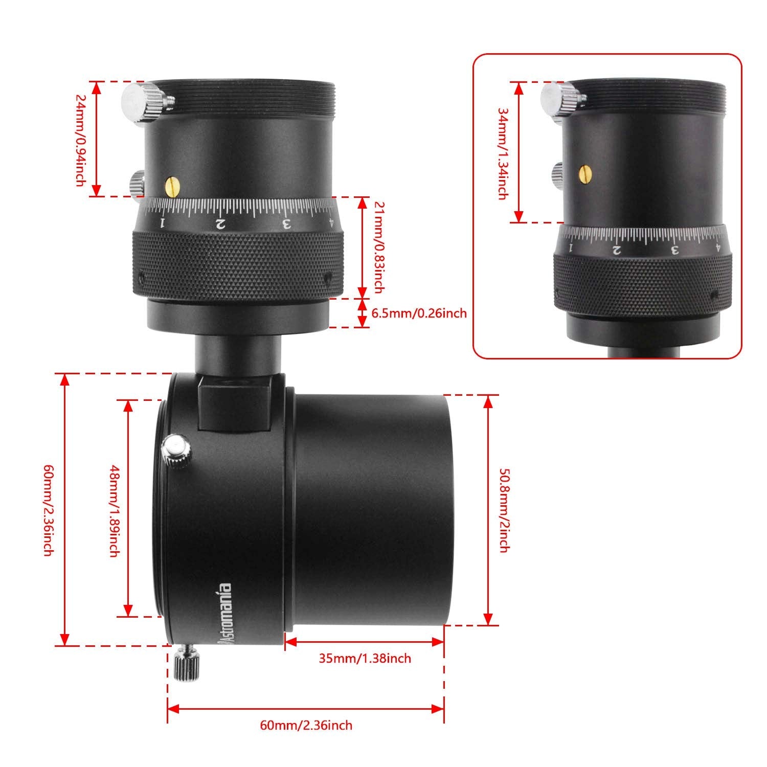 Astromania Off Axis Guider With Micro Focusing   For Successful Astronomy Photos Without A Guide Scope