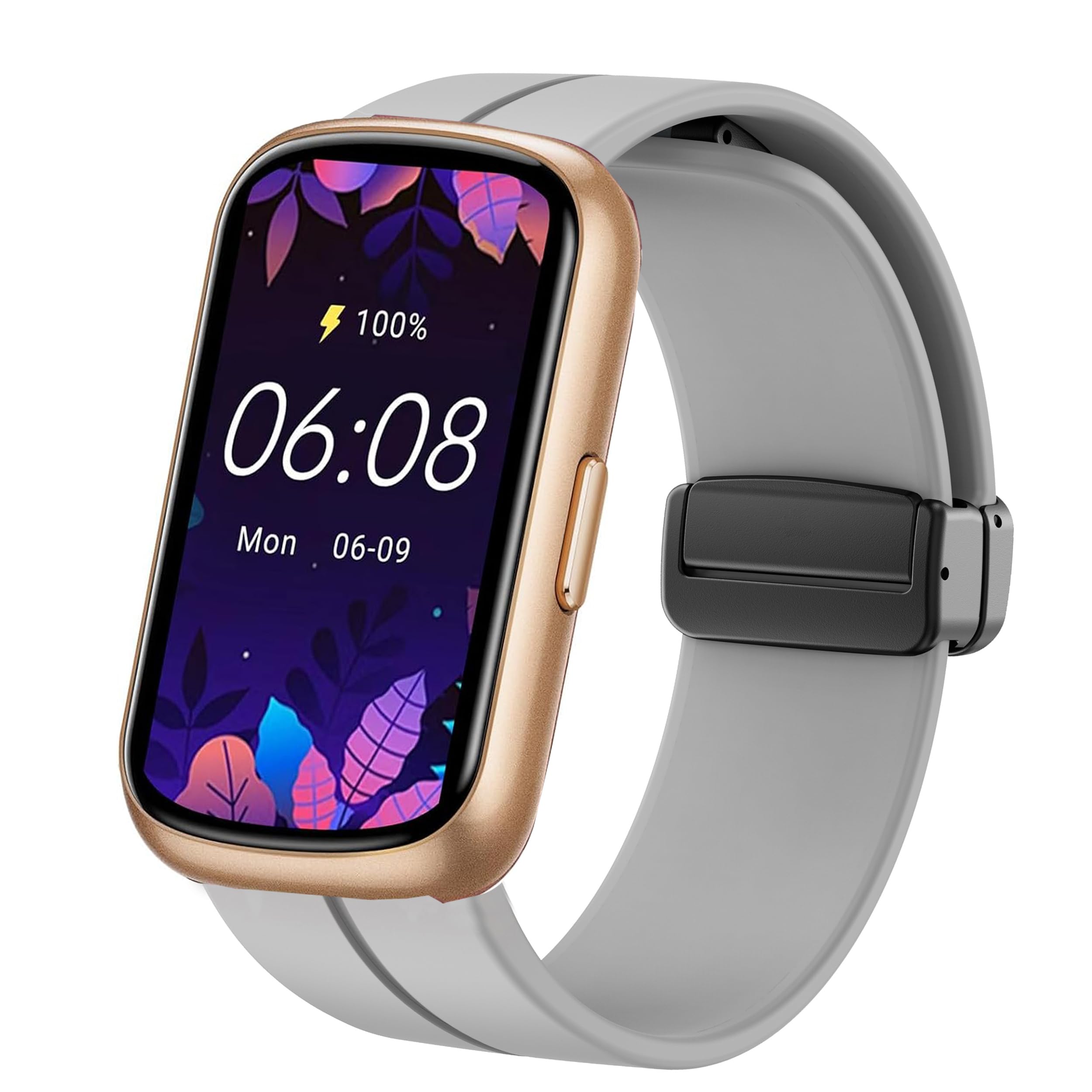 Lamshaw Compatible for AKUMAKA Smart Watch Bands, 16mm, 22mm Silicone Magnetic Buckle Sport Replacement Straps Compatible with A