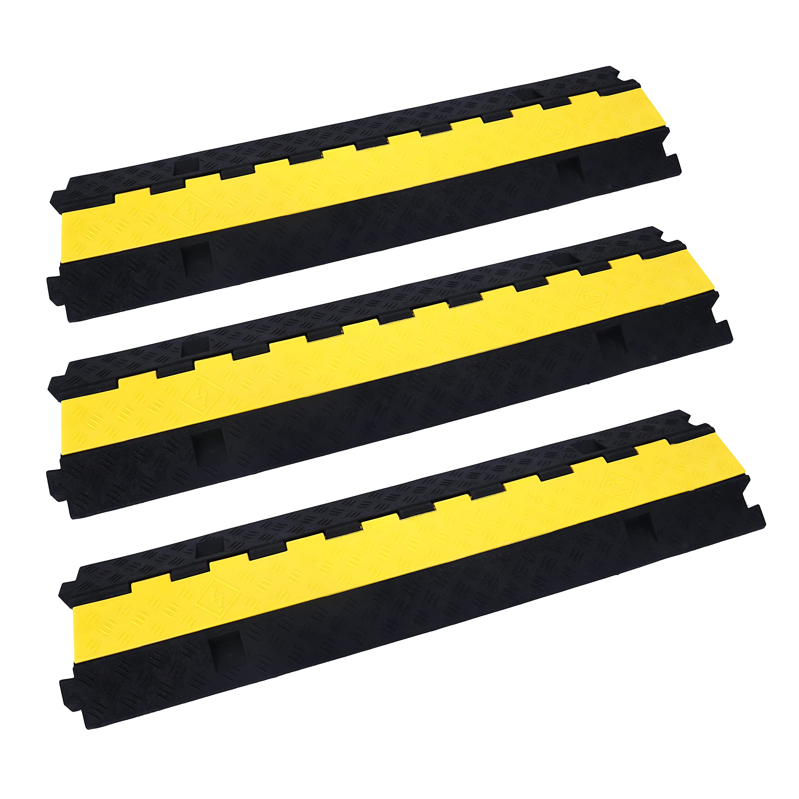 Yelack Cable Ramp Cable Protector Ramps Wire Hose Protective 2 Channel Traffic Rubber Plastic Cord Cover Speed Bump For Asphalt