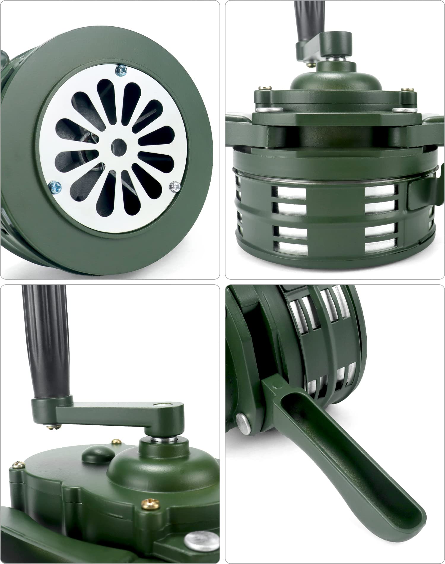 Qwork Hand Crank Siren Horn, Hand Loud Crank, Emergency Safety Manual Siren, Portable Hand Held Siren Horns Alarm, Green