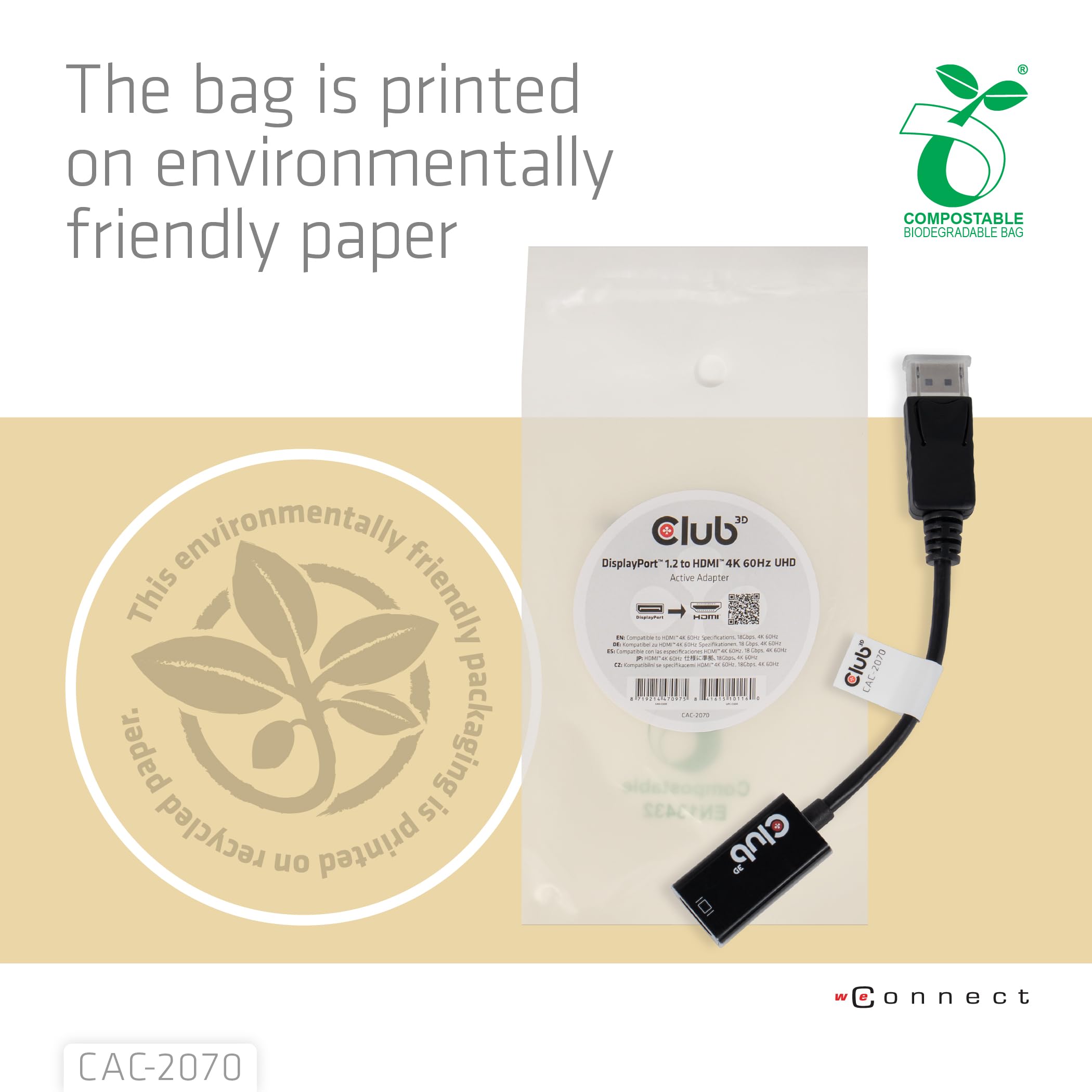 Club 3D Cac-2070 Displayport 1.2 To Hdmi 2.0 Uhd Active Adapter M/F