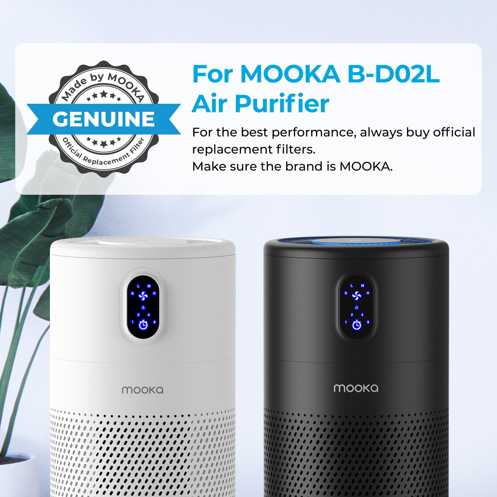 Mooka Official Certified Replacement Hepa Filter For B-D02L/B-D02 Air Purifier (2-Pack)