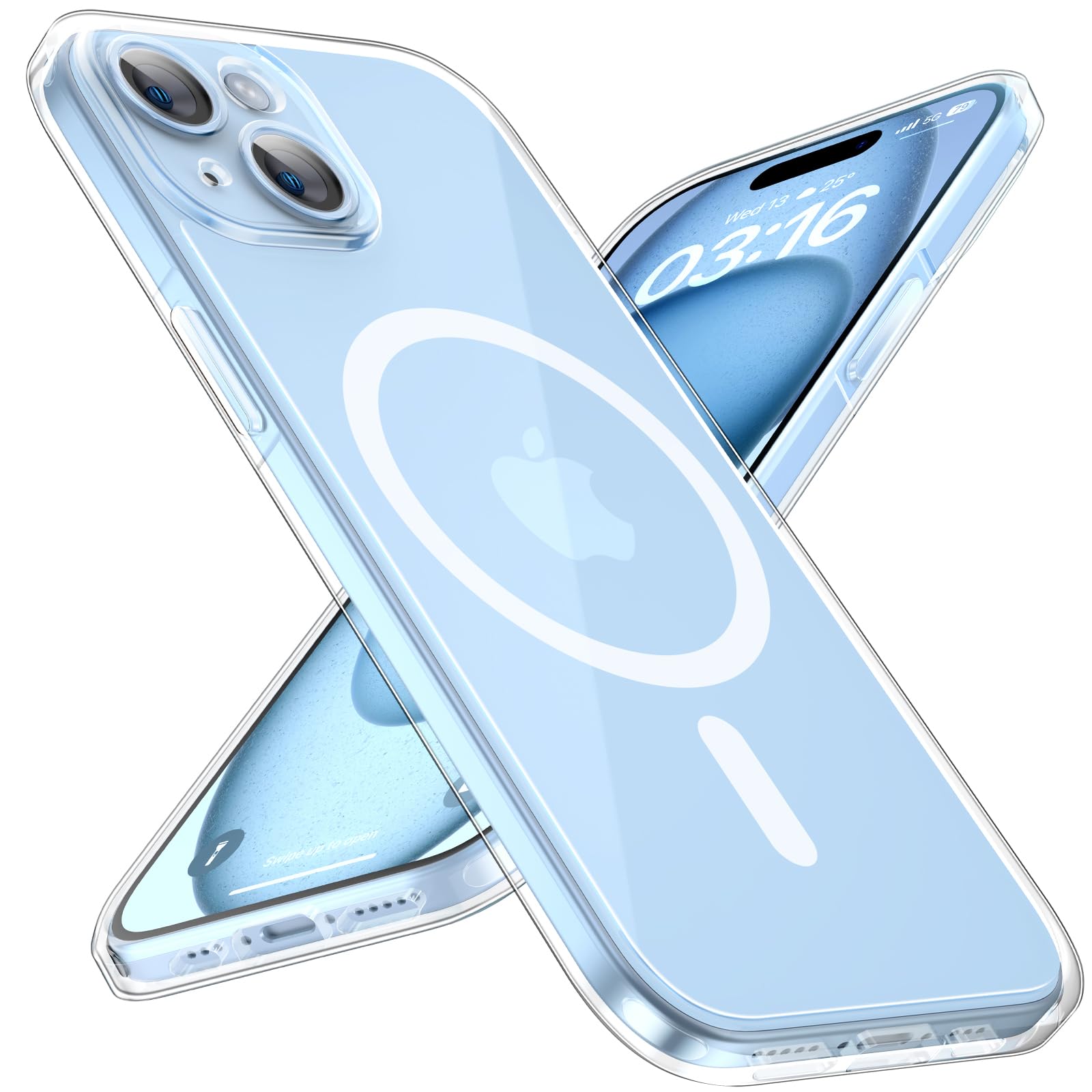 Tocol Magnetic For Iphone 15 Case, [Non Yellowing] [Full Camera Protection] [Compatible With Magsafe] [15Ft Military Grade Prote