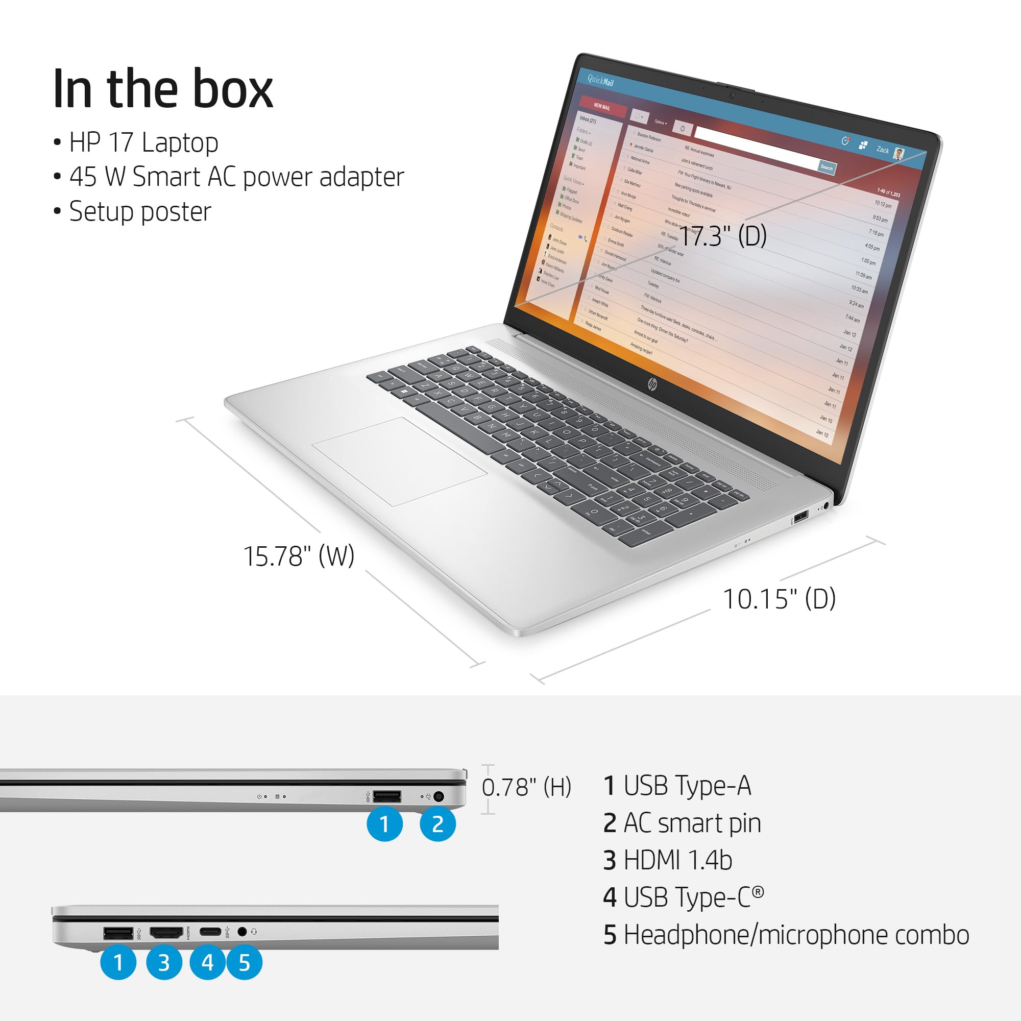 Hp 17 Business Laptop 2024 Newest, 17.3    Hd+ Touchscreen Display, Intel Pentium Silver N5030, 32Gb Ram, 1Tb Ssd, 1-Year Micros