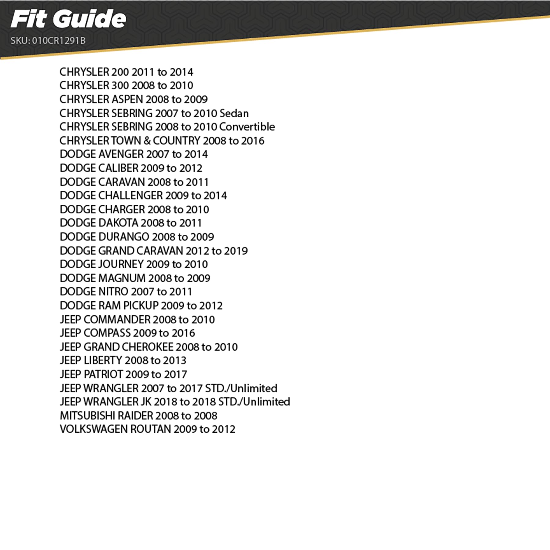 Scosche CR1291B Double DIN Radio Install Dash Kit Compatible with Select 2007 19 Chrysler, Dodge, Jeep, Mitsubishi and VW Vehicles   Car Stereo Install Kit   See Fit Guide in Images to Verify Vehicle