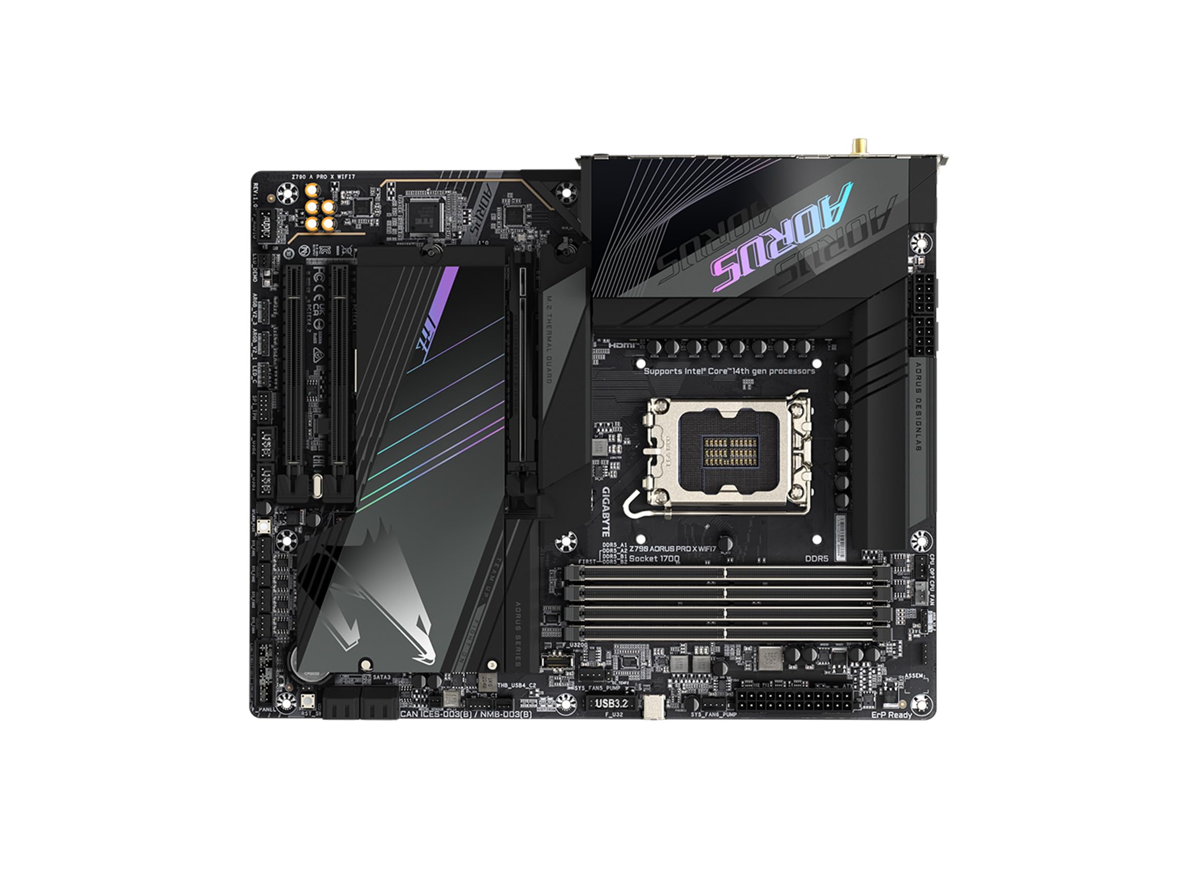 GIGABYTE Z790 AORUS PRO X WIFI7 ATX Motherboard, DDR5, PCIe 5.0, Wi-Fi 7, Black