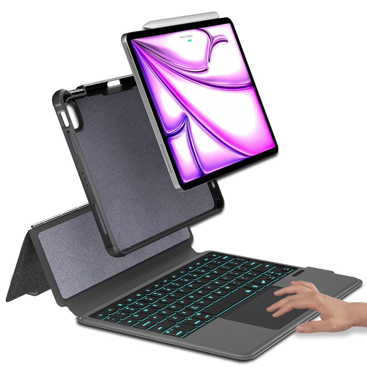 eoso iPad 12.9 Keyboard Case for iPad Pro 12.9 inch 6th 2022/5th 2021/4th 2020/3rd 2018-7 Color Backlight,Touchpad Detachable Sl