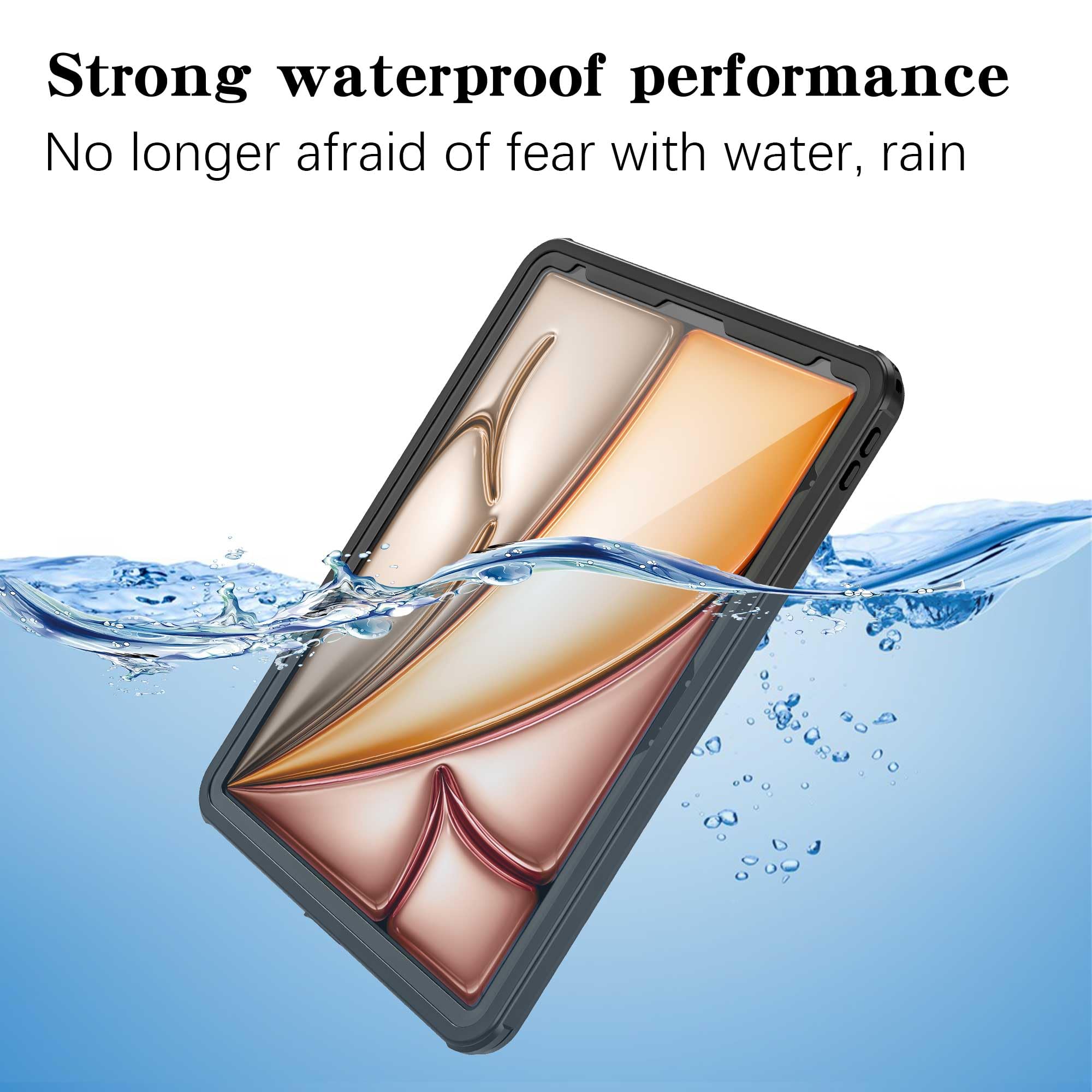 Waterproof Case For Ipad Air 13 Inch Case M2 2024,Built In Screen Protector/Kickstand/Full Body Shockproof Protective Cover Hand