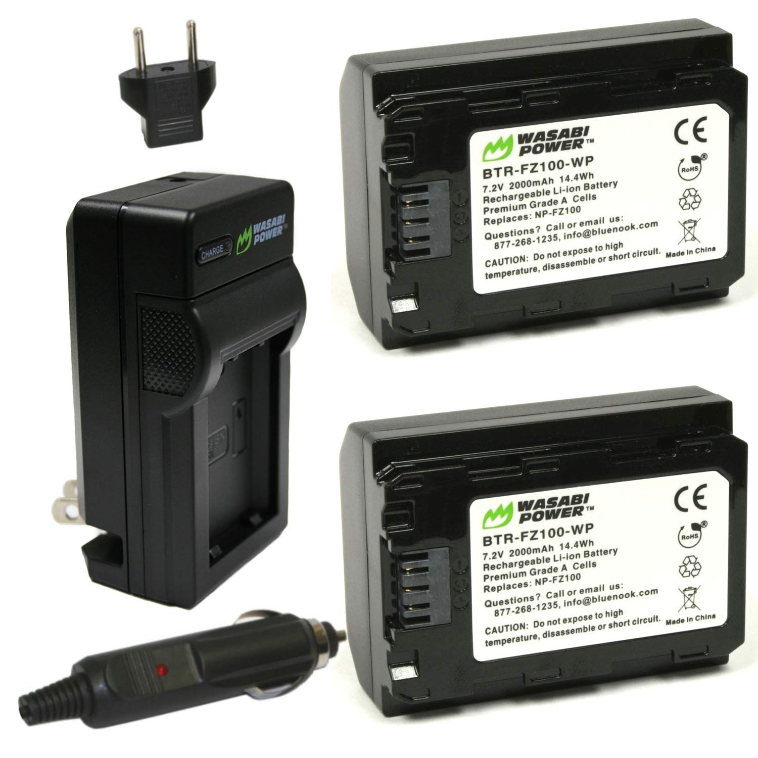Wasabi Power Np Fz100 Battery (2 Pack) And Charger For Sony Fx3, A1, A9, A9 Ii, A7C, A7R Iii, A7R Iv, A7S Iii, A7 Iii, A7 Iv, A6