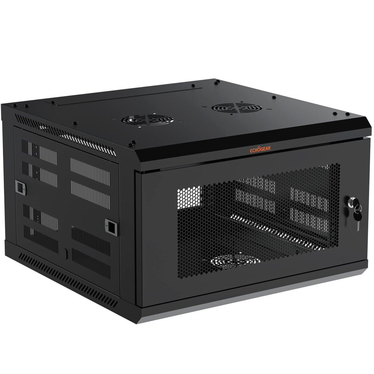 ECHOGEAR 6U Network Rack - Enclosed Wall Mount Rack Kit Includes 2X 1U Shelves, Pre-Mounted Fan, Lockable Door & Hardware - 600mm Depth Fits All Your AV Gear