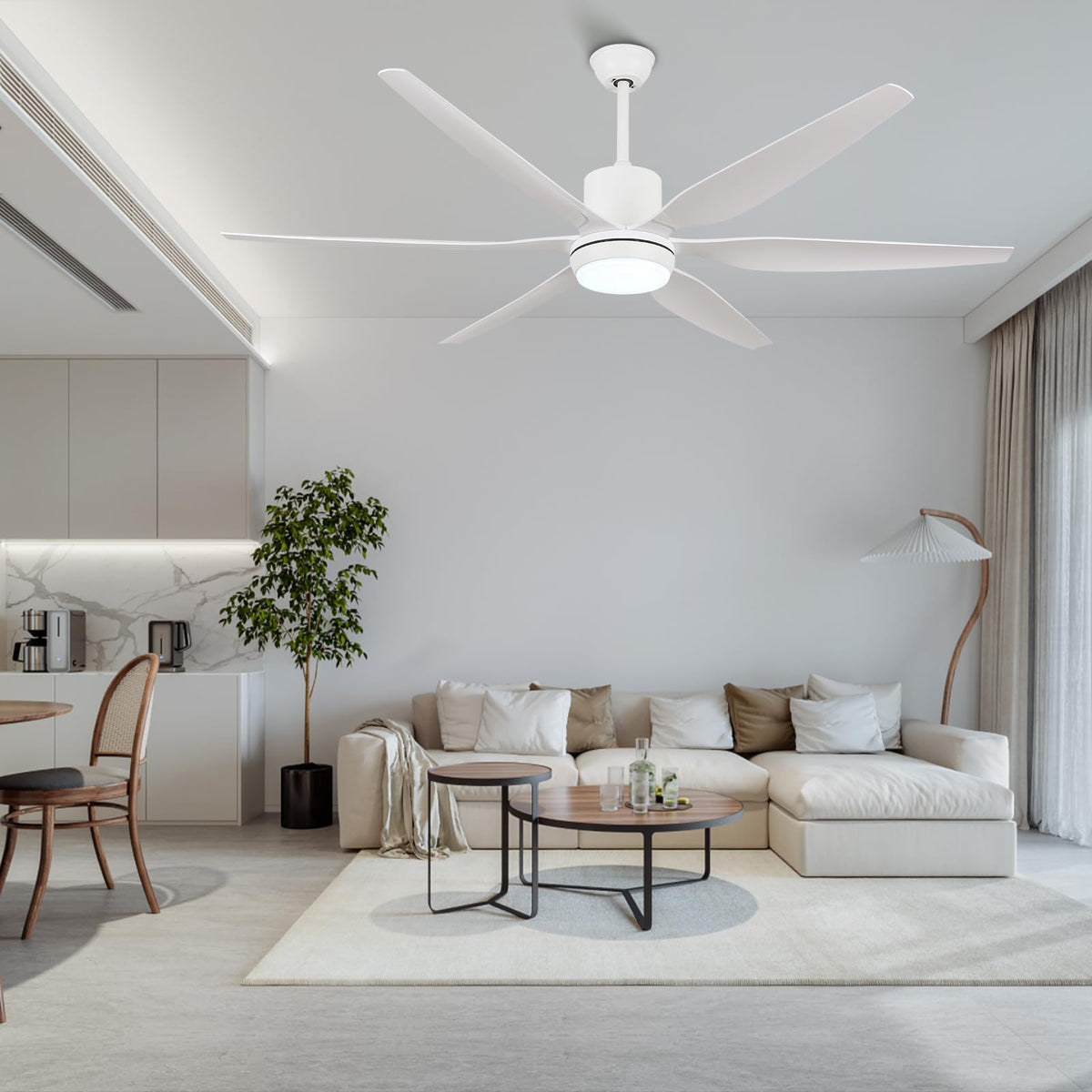 Ceiling Fans With Lights And Remote, 66 Inch Ceiling Fan With Light Outdoor Ceiling Fan Light Bulb Fan 6 Speed Reversible, Quiet