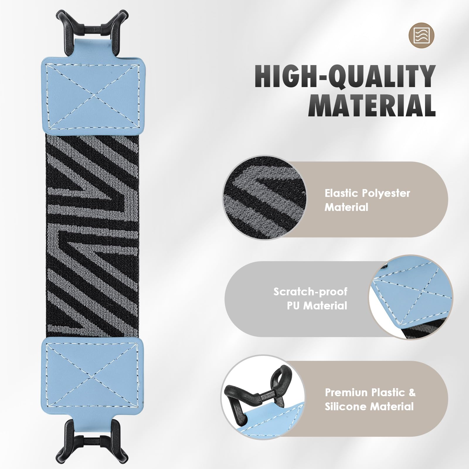 MoKo Security Hand Strap for 9 11 Inch Tablet, iPad/iPad Pro/iPad Air/Kindle Fire HD/Samsung, High Elasticity Versatile Hand Strap Lightweight Finger Grip Holder, Light Blue