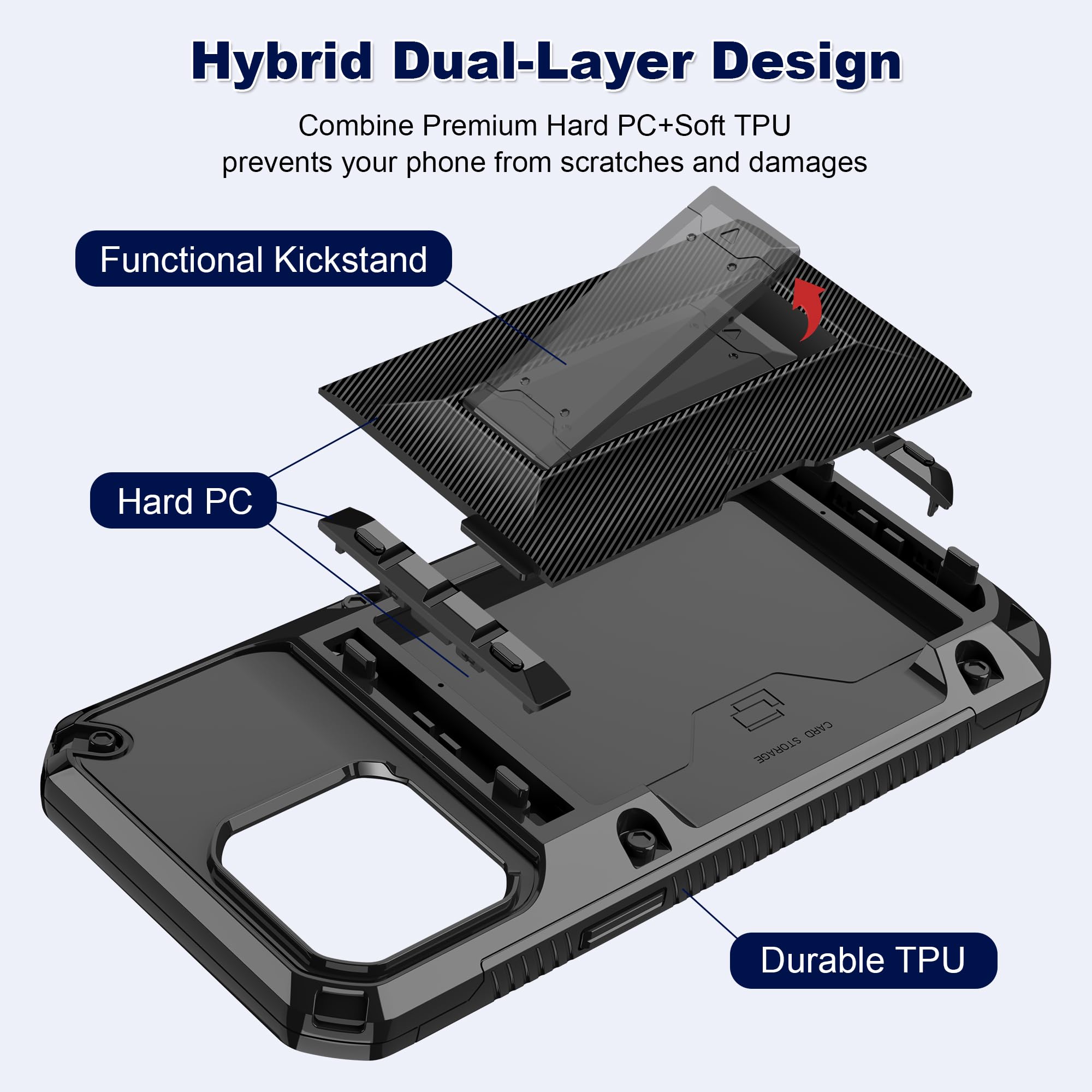 Samonpow For Iphone 12/12 Pro Case Wallet With Card Holder [4 Cards] & Stand & Military-Grade Protection Heavy Duty Shockproof H