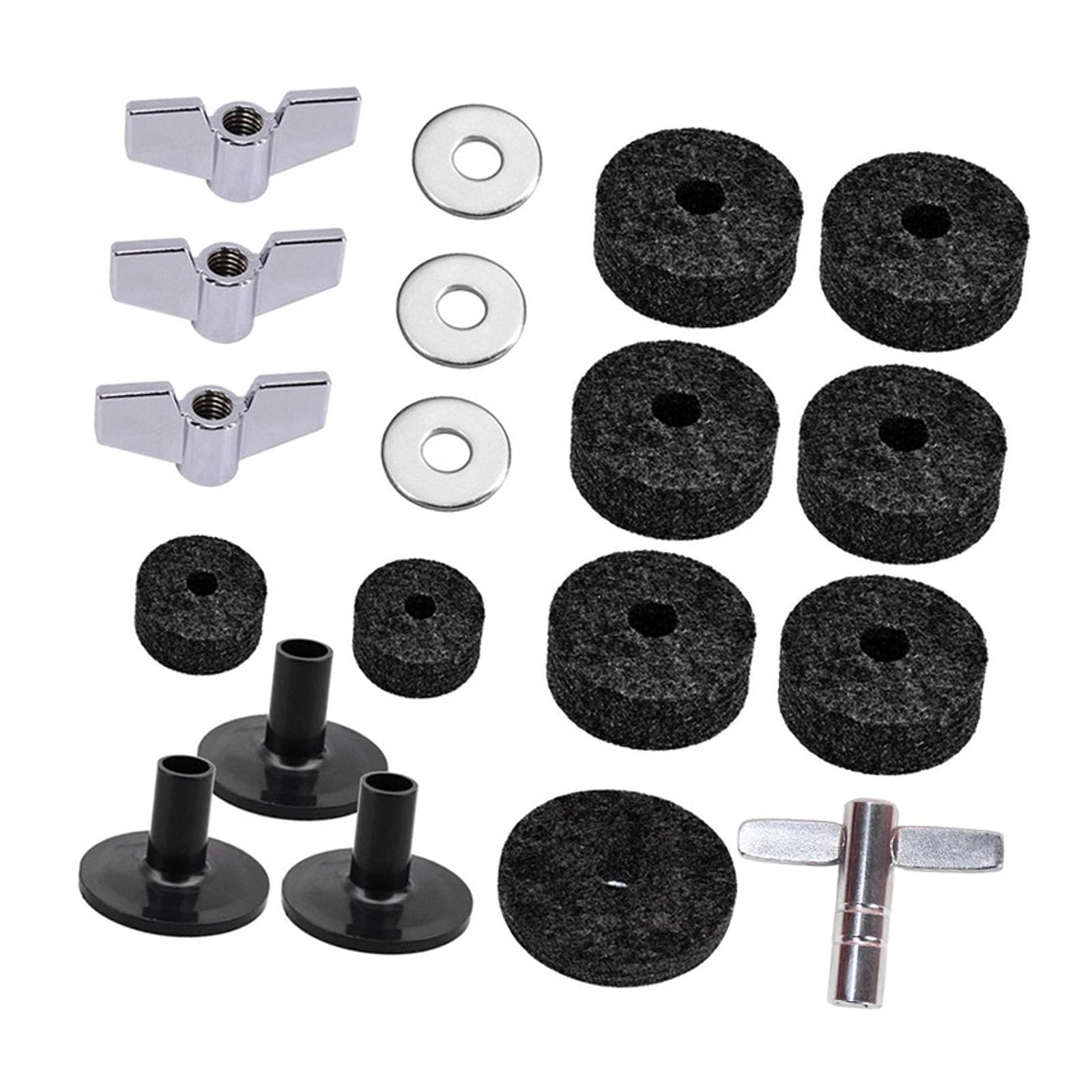 Urjix 19 Pieces Cymbal Replacement Accessories Hardware Non Slip Wing Nuts Washers Black