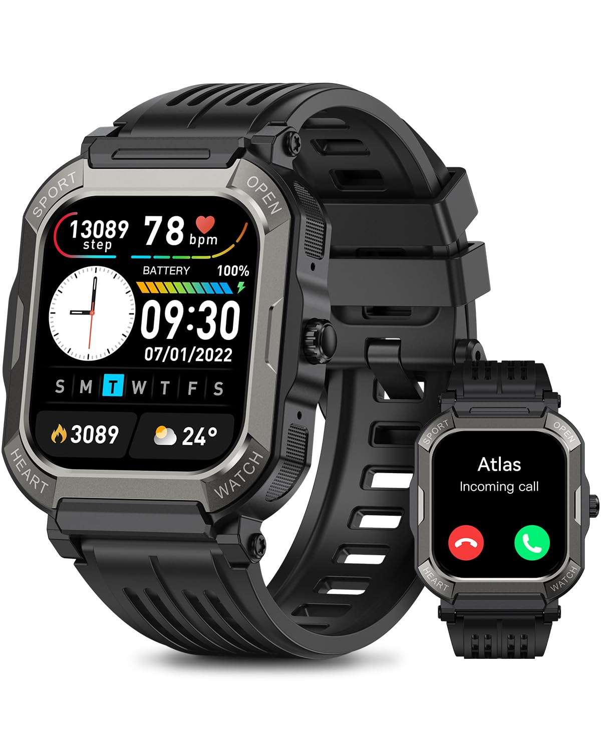 Military Smart Watches For Men (Answer/Make Calls),1.91'' Fitness Smart Watch For Android And Iphone,Ip68 Waterproof Fitness Tra