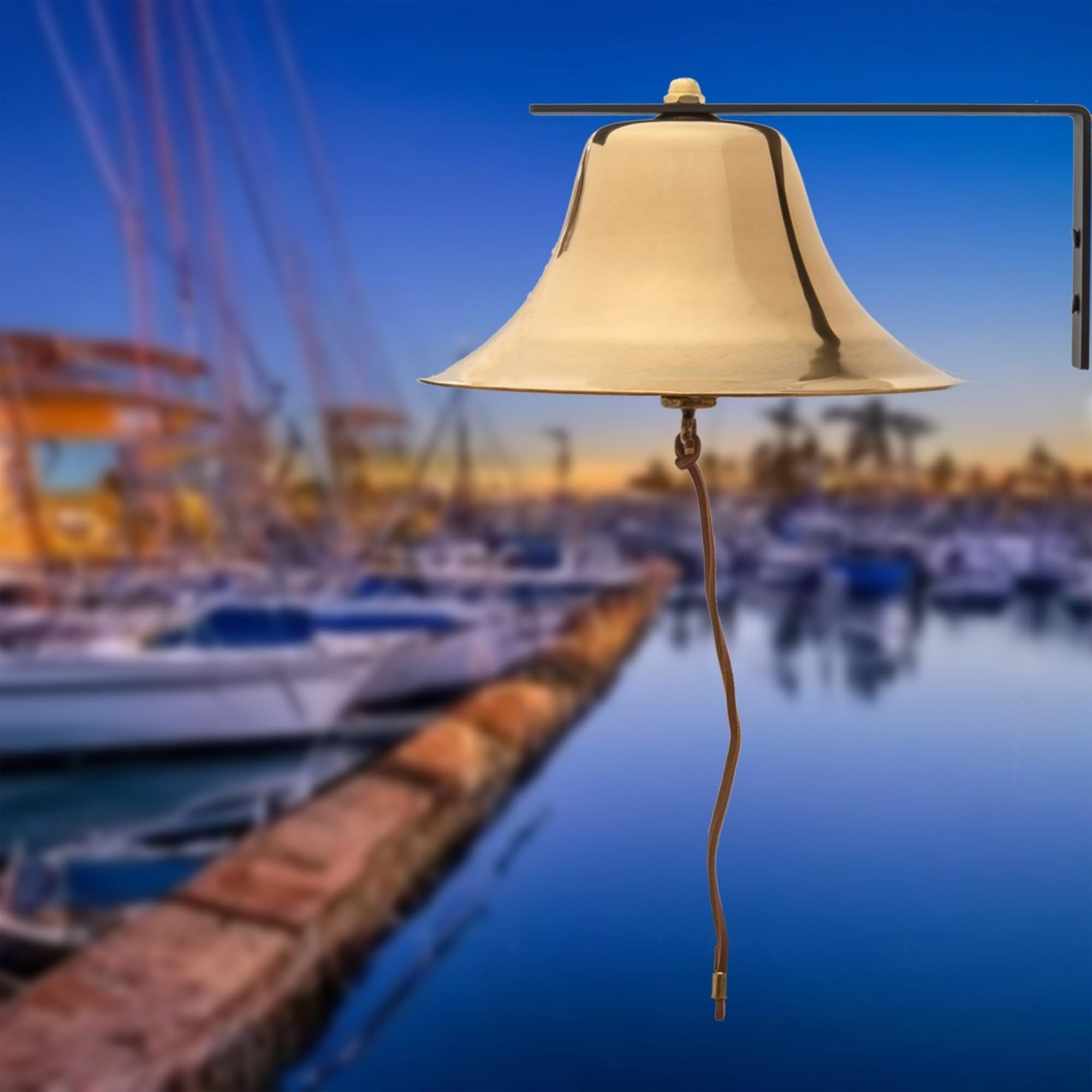 Bevin Bells Yacht Bell   Solid Brass 8'' Fog Bell | Ship Bell | Boat Bell | Wonderful Tone With A Loud And Long Ring | Hanging B