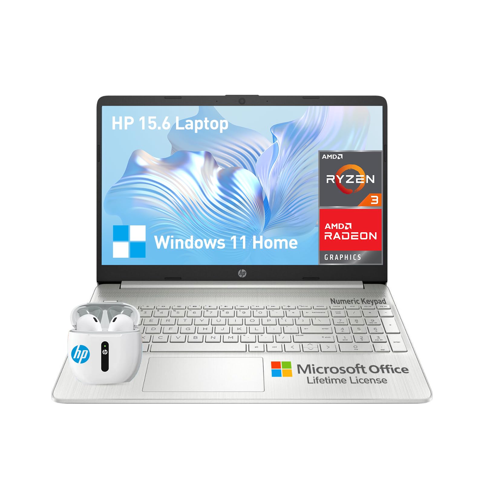 Hp 15 Laptop Computer College Students, Ultra Thin Light Notebook Pc Laptop 15.6 Inch, 4-Core Amd Ryzen 3, 16Gb Ram 512Gb Ssd, L