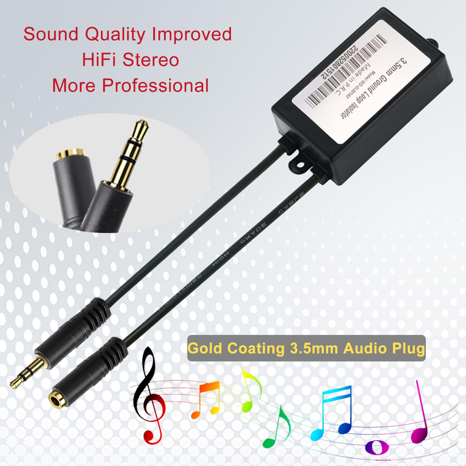 3.5Mm Audio Isolator Car Audio Noise Filter Hum Eliminator (No Curtail Bass) Ground Loop Noise Isolator Quality Buzz Eliminator
