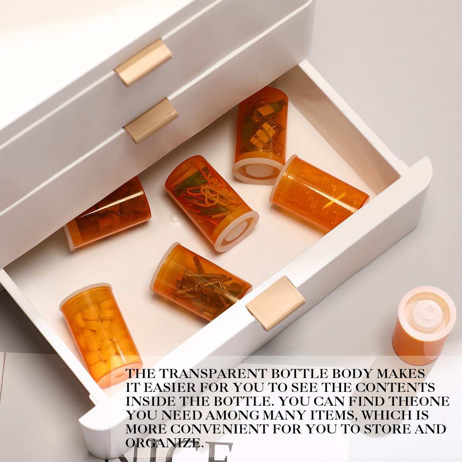 Jovitec 30 Pack Empty Pill Bottles With Lids Pill Container Plastic Medicine Bottle Plastic Vials For Storing Small Accessories, Prescription Medication, Vitamins, Film, Coins, Art Beads(Yellow)