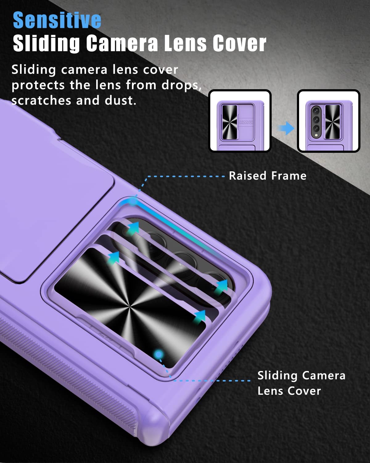 Vihibii For Galaxy Z Fold 4 Case With Card Holder, Sliding Camera Cover & Hinge Protection & Kickstand & Screen Protector, Heavy