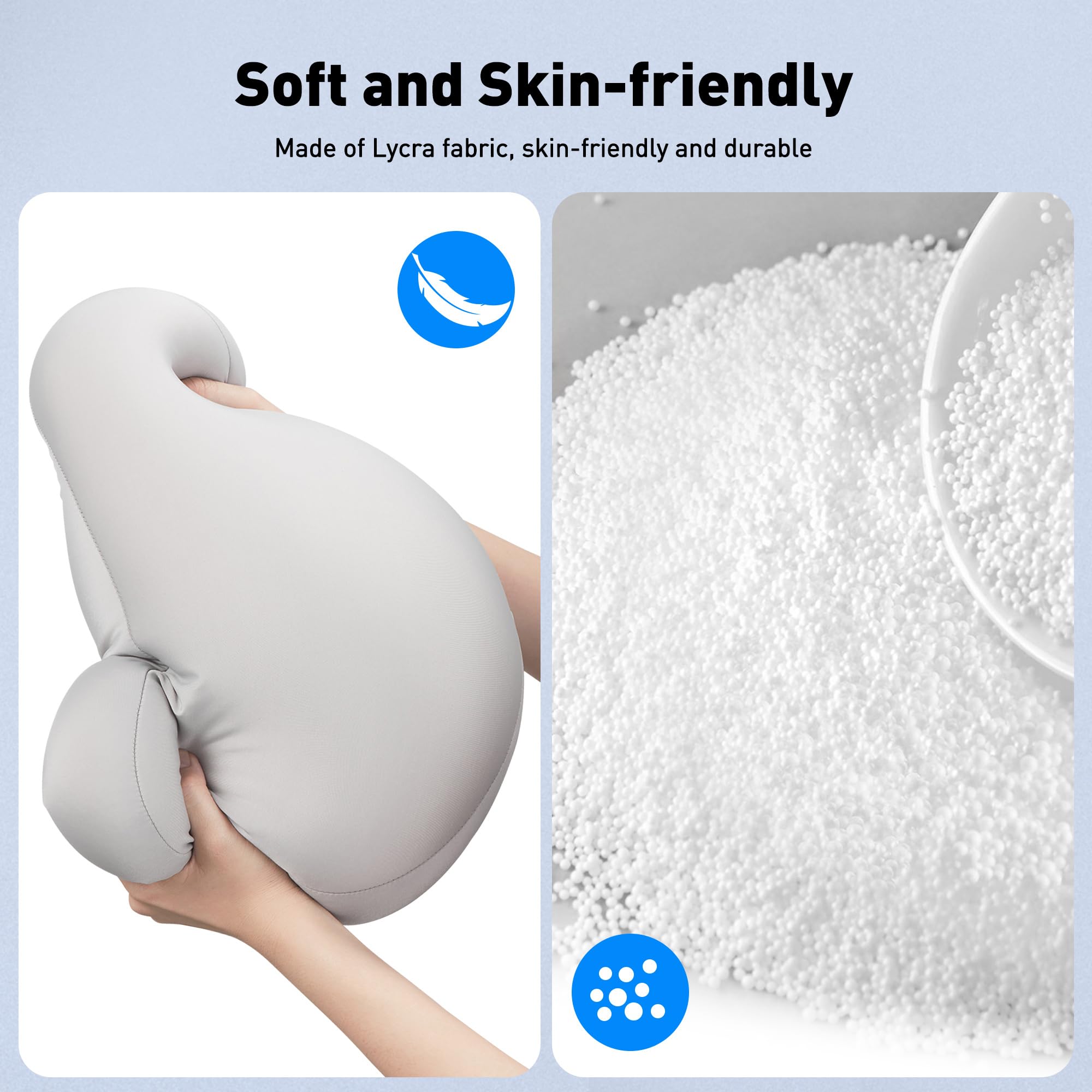 AboveTEK Kindle Tablet Pillow Stand, iPad Pillow Holder for Lap with Soft Bean Bag, Multiple Angles Adjustable iPad Bed Holder Fits 4.7 to 12.9 Inch Kindle/Tablet/Phone for Sofa, Chair, Ground   Gray