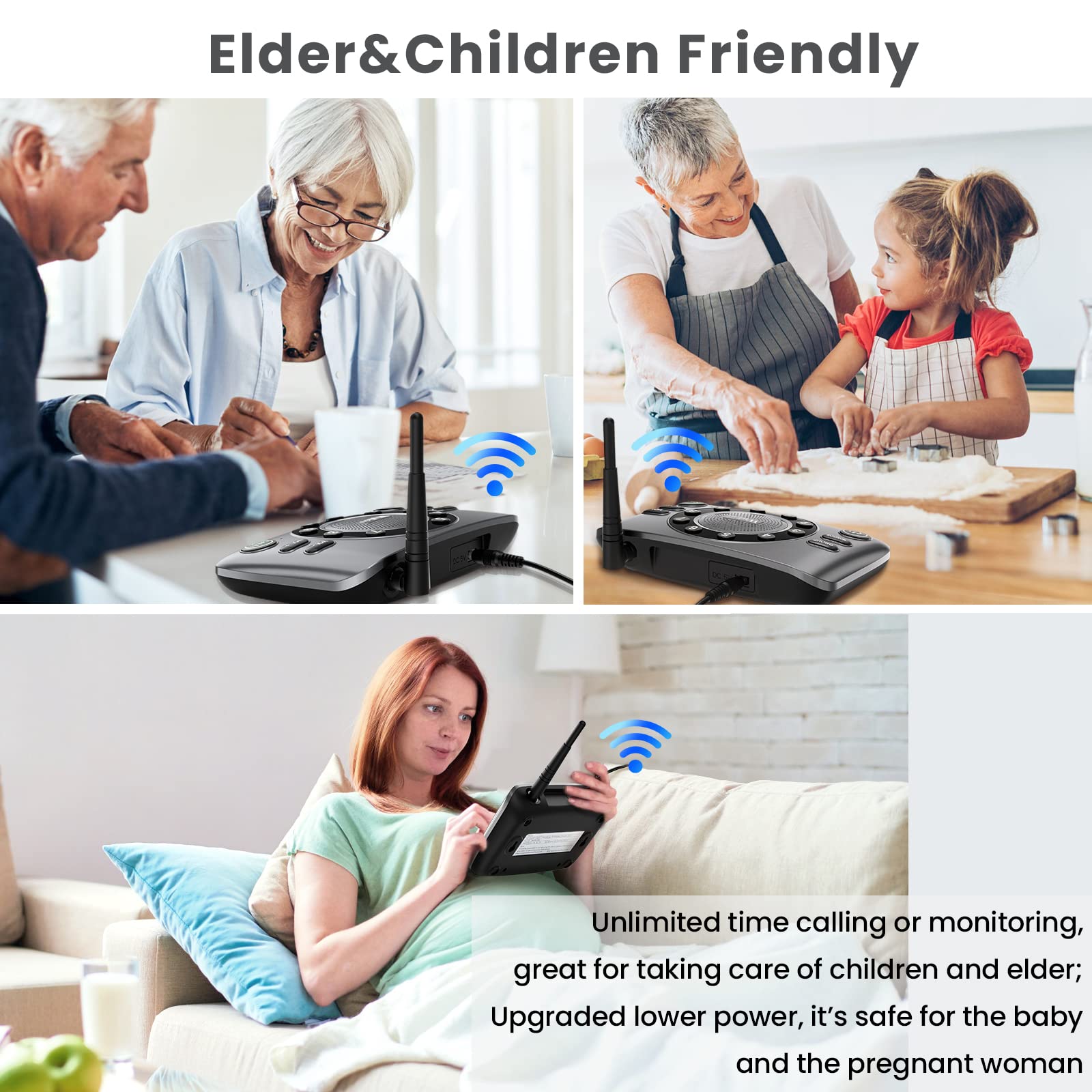 Hands Free Intercoms Wireless For Home Business, Wuloo Upgrade Two Way Audio Intercom System For Elderly, Full Duplex Room To Room Intercom With 5280 Ft Range Clear Sound Anti Interference, Pack Of 2